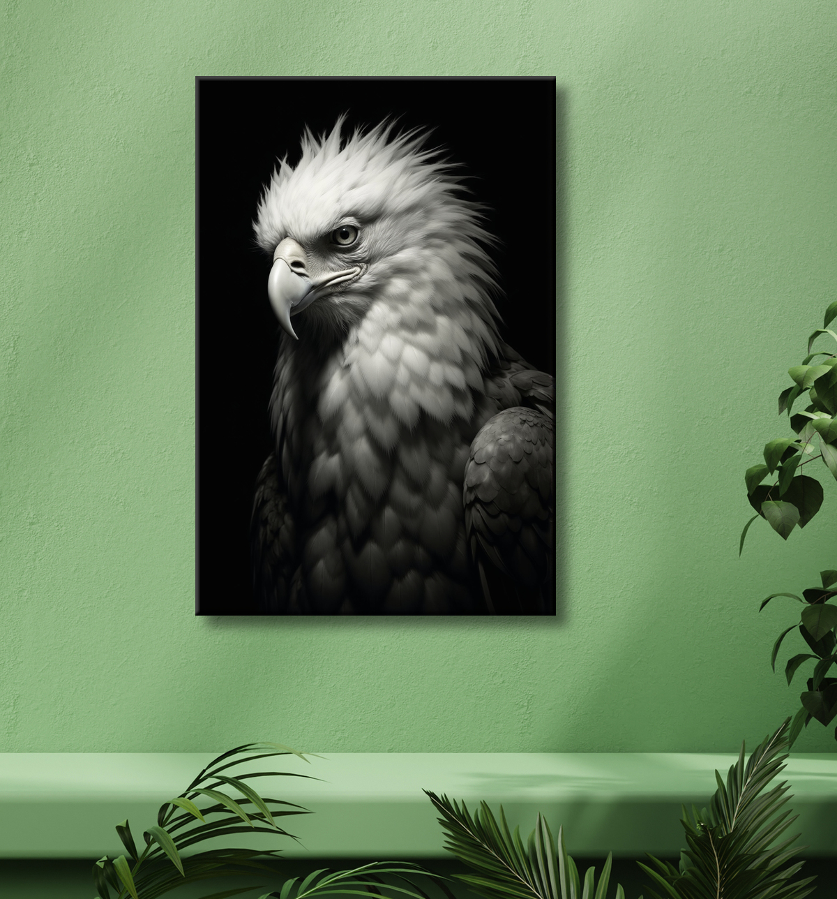Portrait d'Aigle Royal Noir & Blanc | Tableau Décoratif Artistique avec decor