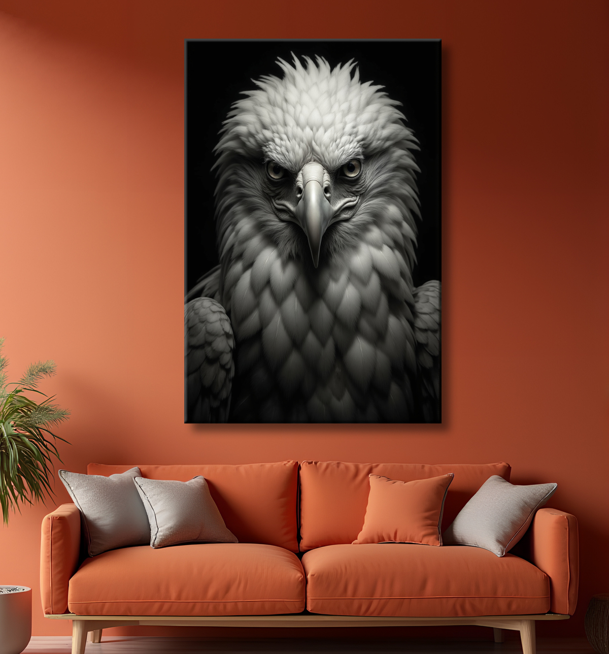 Portrait d'Aigle Royal Noir & Blanc | Tableau Décoratif Artistique avec decor