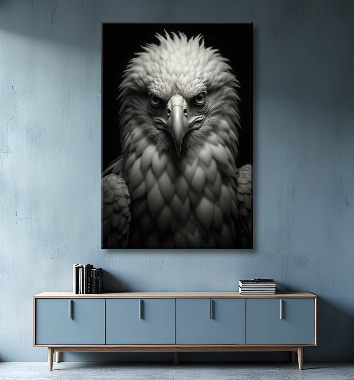 Portrait d'Aigle Royal Noir & Blanc | Tableau Décoratif Artistique avec decor