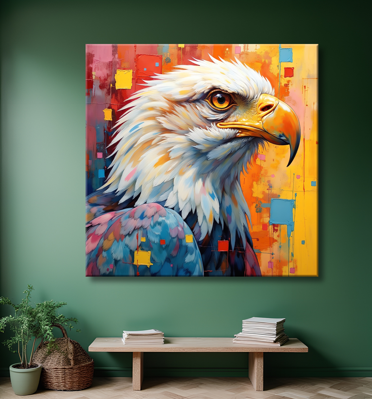 Tableau aigle royal pop art - Puissance graphique et explosion de couleurs avec decor