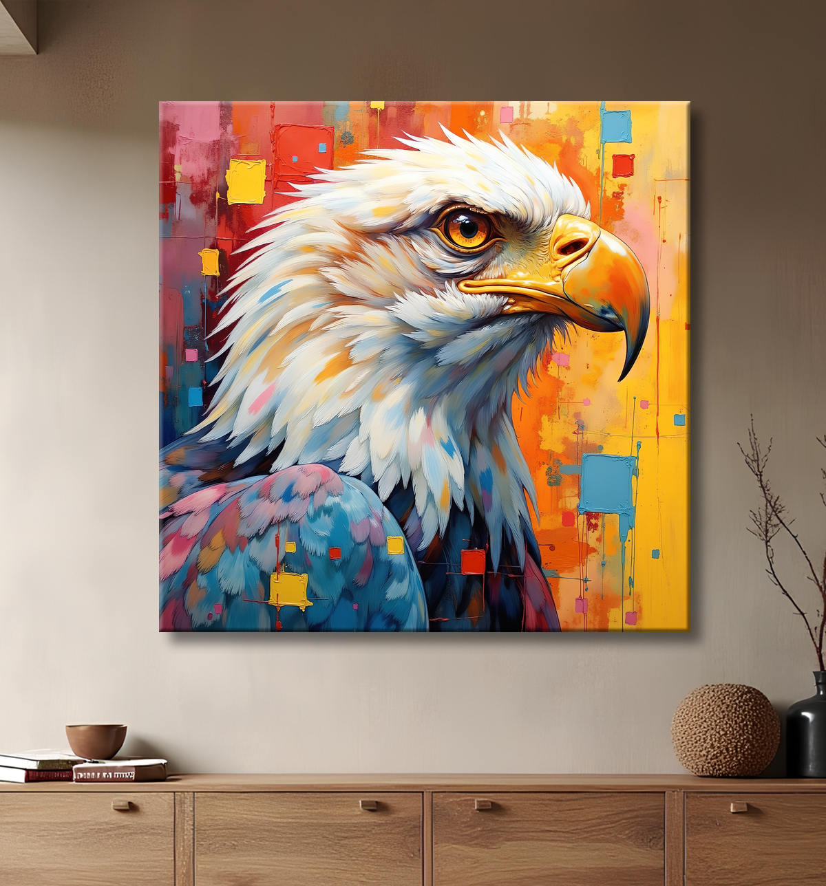 Tableau aigle royal pop art - Puissance graphique et explosion de couleurs avec decor