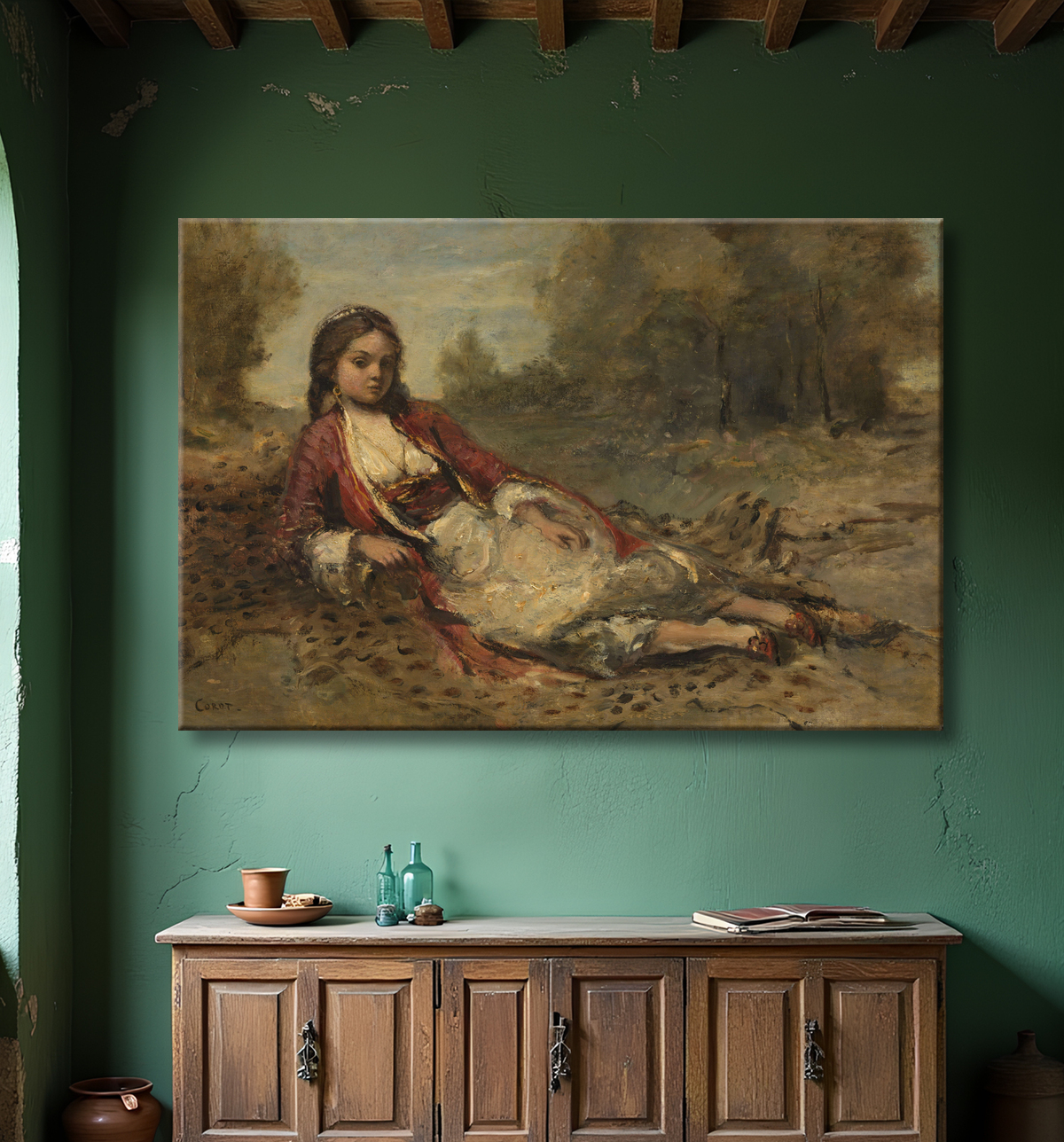 Reproduction Algérienne de Camille Corot avec decor