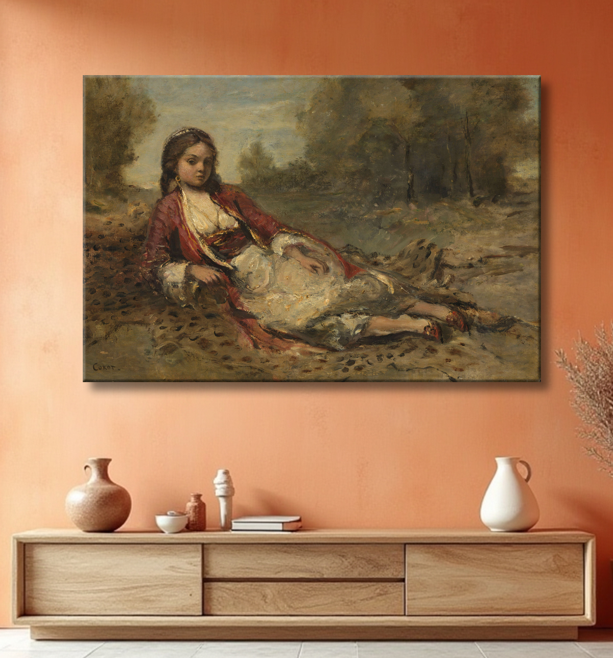 Reproduction Algérienne de Camille Corot avec decor