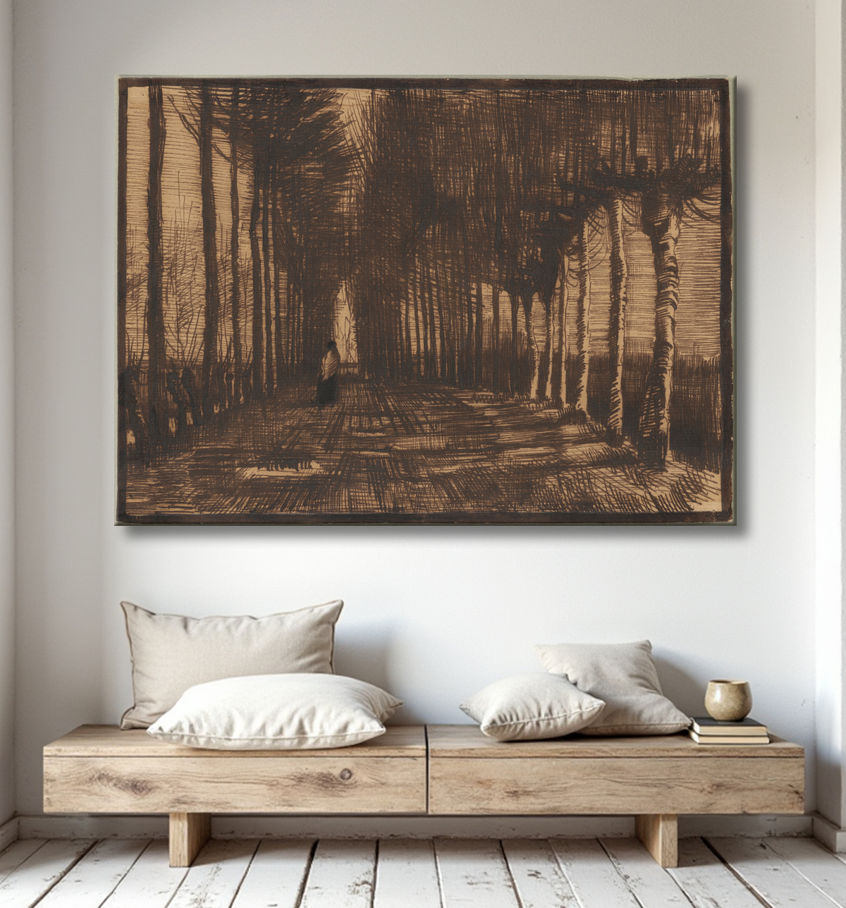 Reproduction Allée des bouleaux et des peupliers Pollard de Vincent van Gogh avec decor