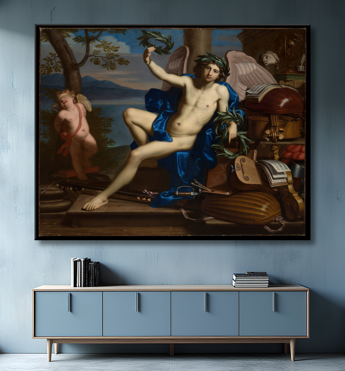Reproduction Allégorie de l'amour sacré et profane de Michele Desubleo avec decor
