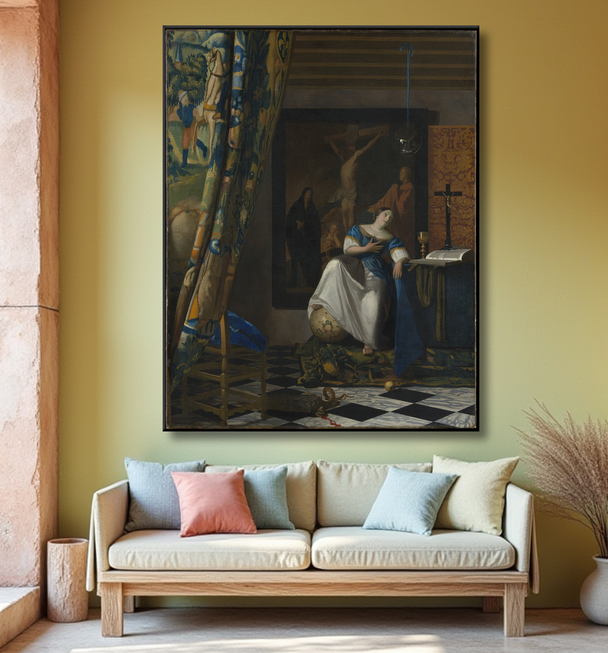 Reproduction Allégorie de la foi de Johannes Vermeer avec decor