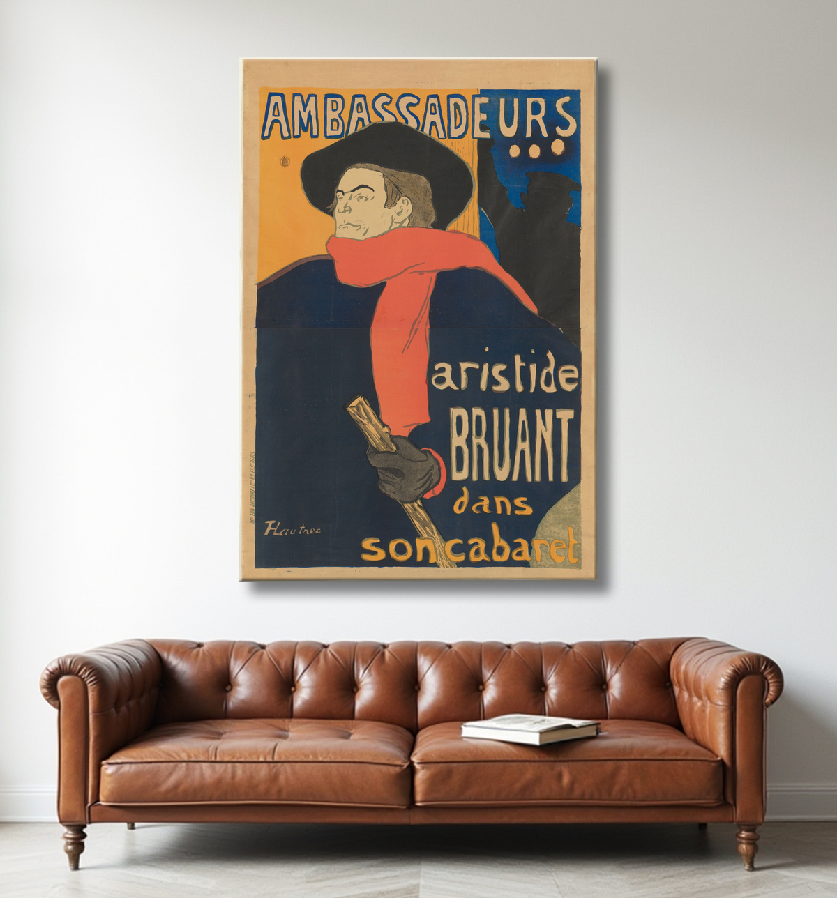 Reproduction Ambassadeurs: Aristide Bruant de Henri de Toulouse-Lautrec avec decor
