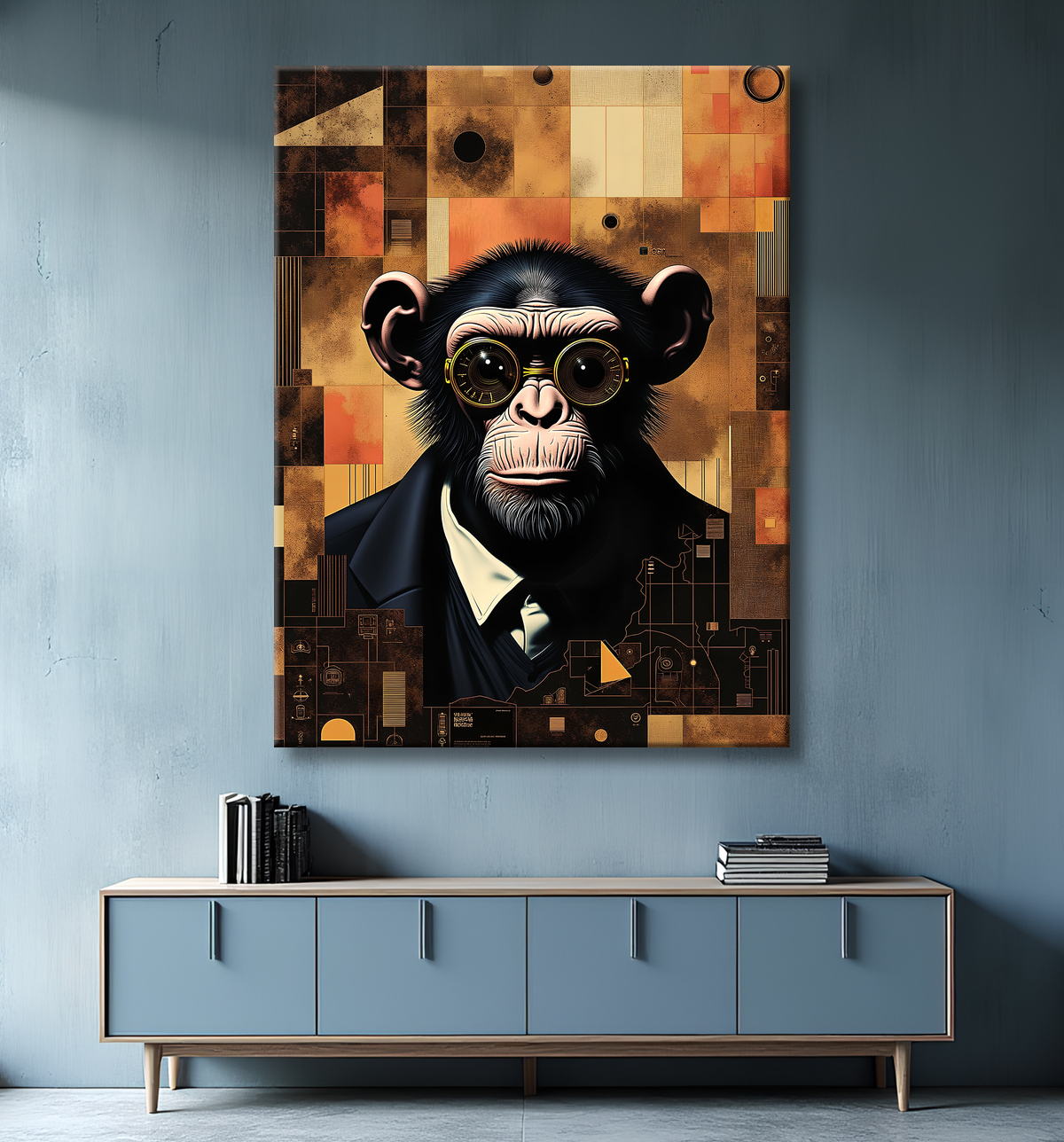 Tableau animal hypnotique rétro - Portrait mystérieux et graphique avec decor