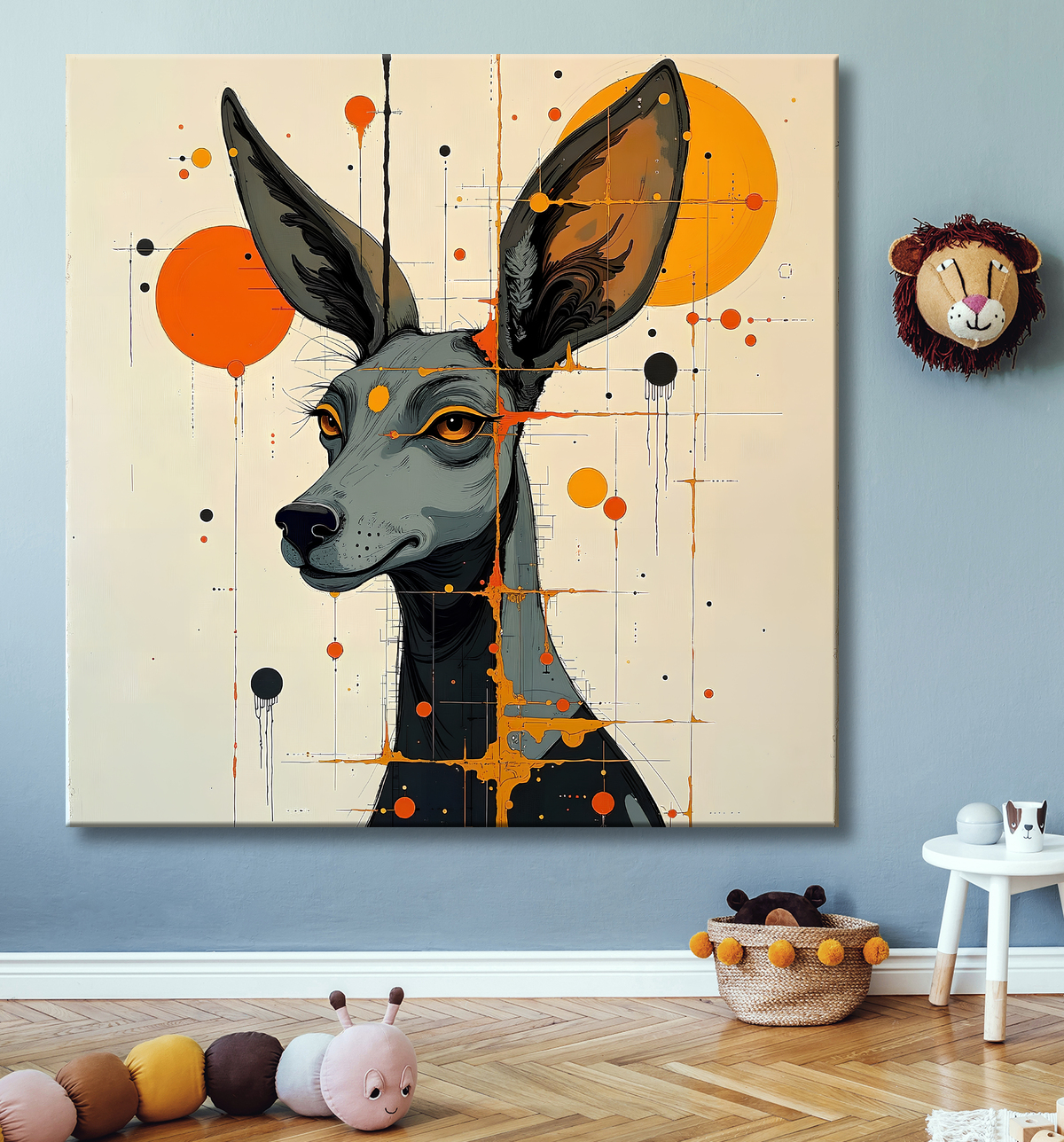 Animal imaginaire style peinture moderne avec decor