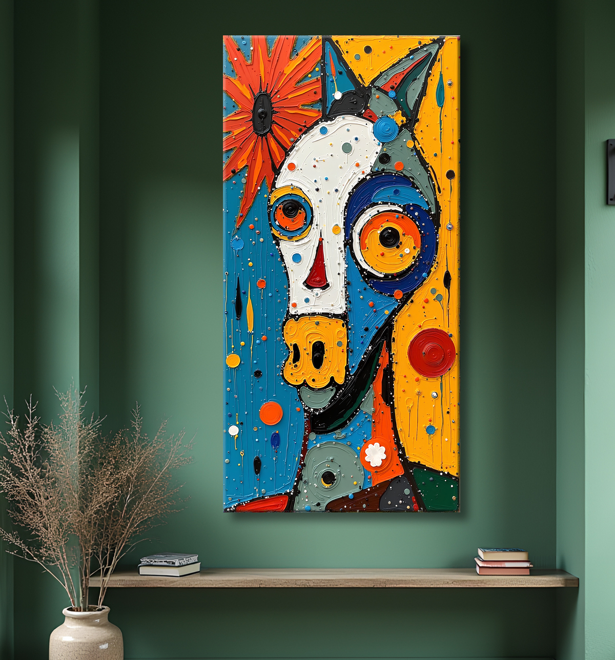 Tableau animalier stylisé et contemporain, inspiration cubiste avec decor