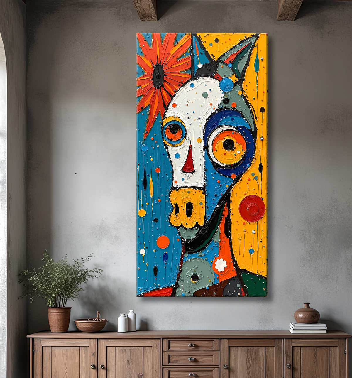 Tableau animalier stylisé et contemporain, inspiration cubiste avec decor