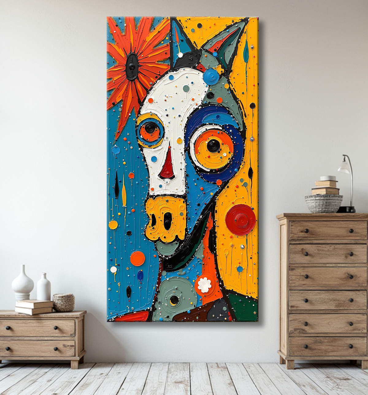 Tableau animalier stylisé et contemporain, inspiration cubiste avec decor