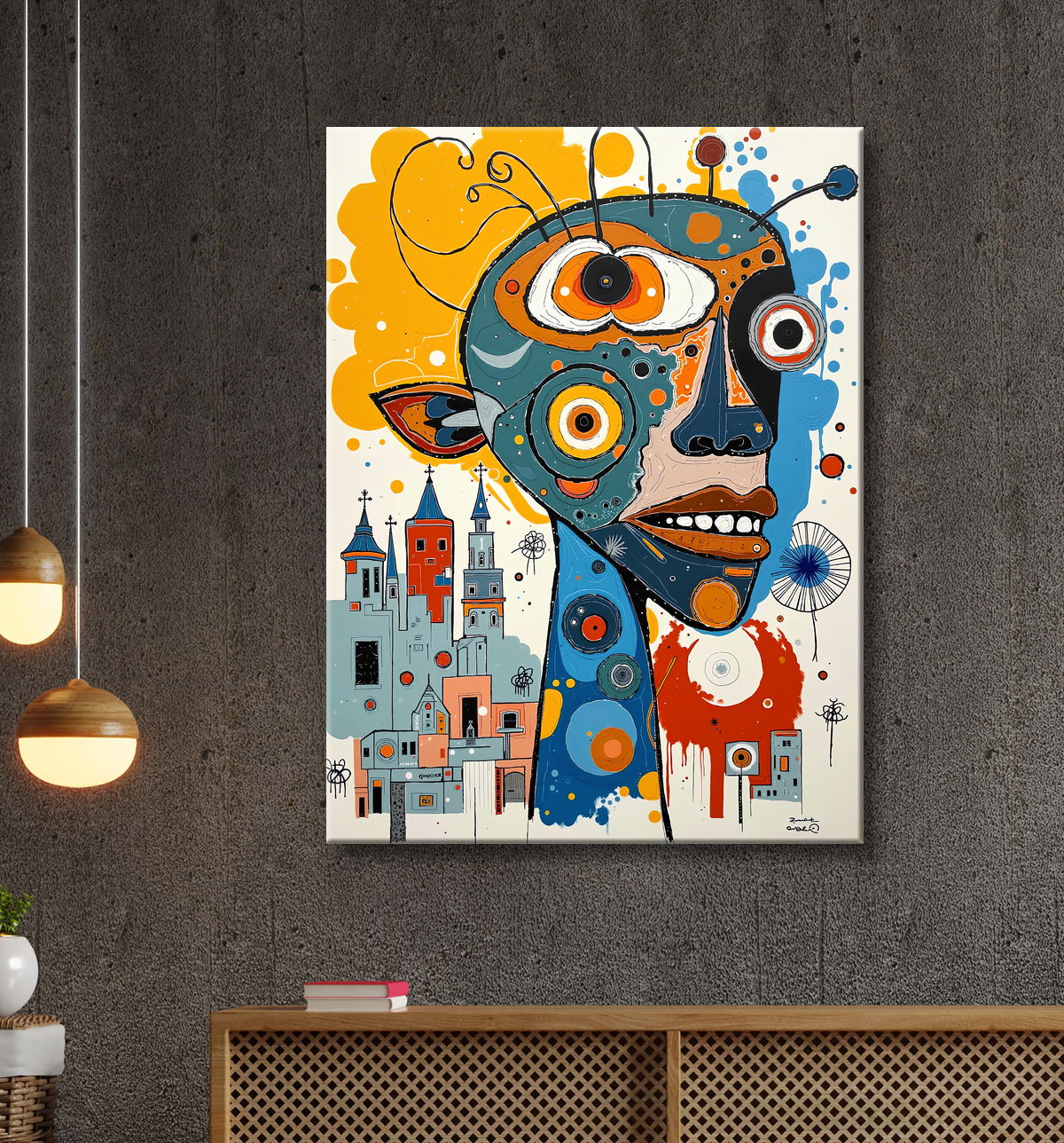 Tableau animalier stylisé et contemporain, inspiration cubiste avec decor