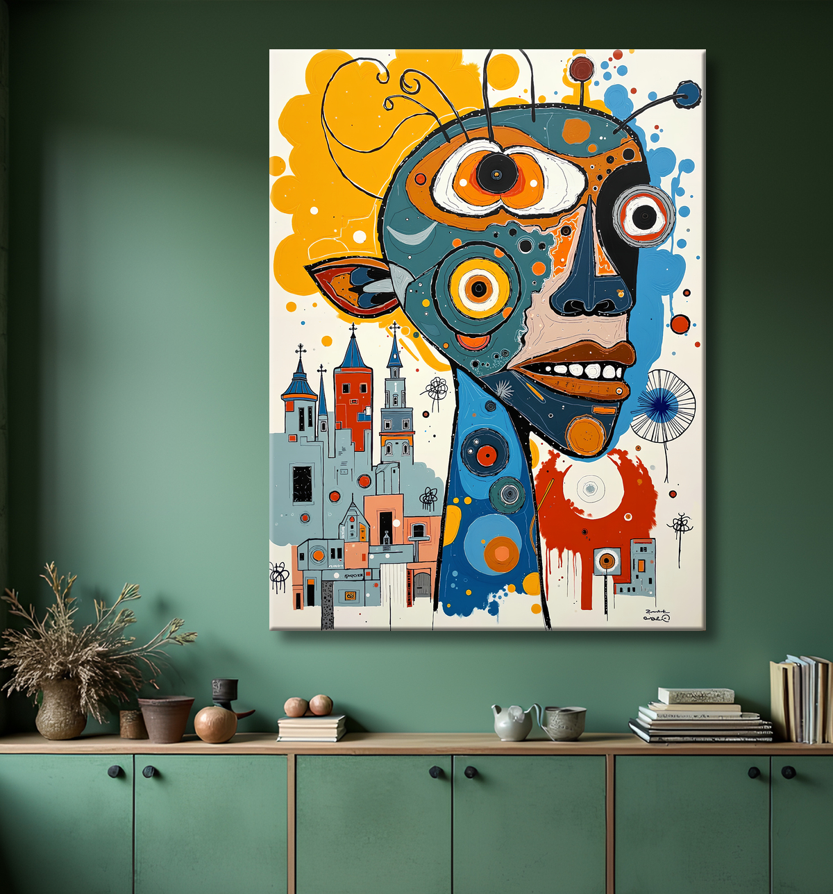 Tableau animalier stylisé et contemporain, inspiration cubiste avec decor