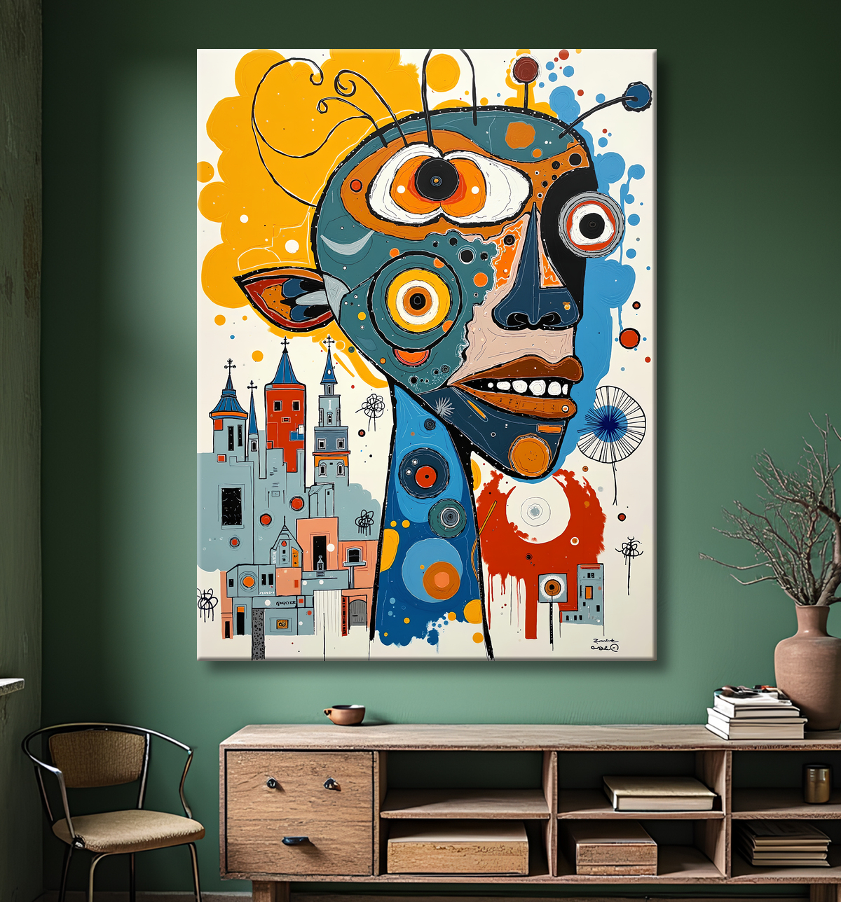 Tableau animalier stylisé et contemporain, inspiration cubiste avec decor