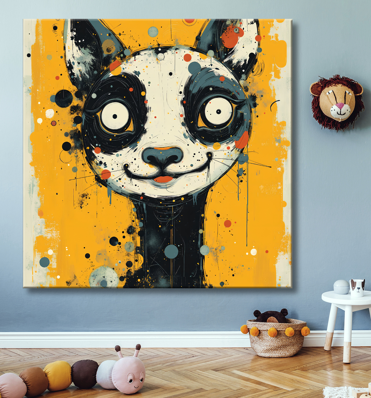 Tableau animalier stylisé et contemporain, inspiration cubiste avec decor