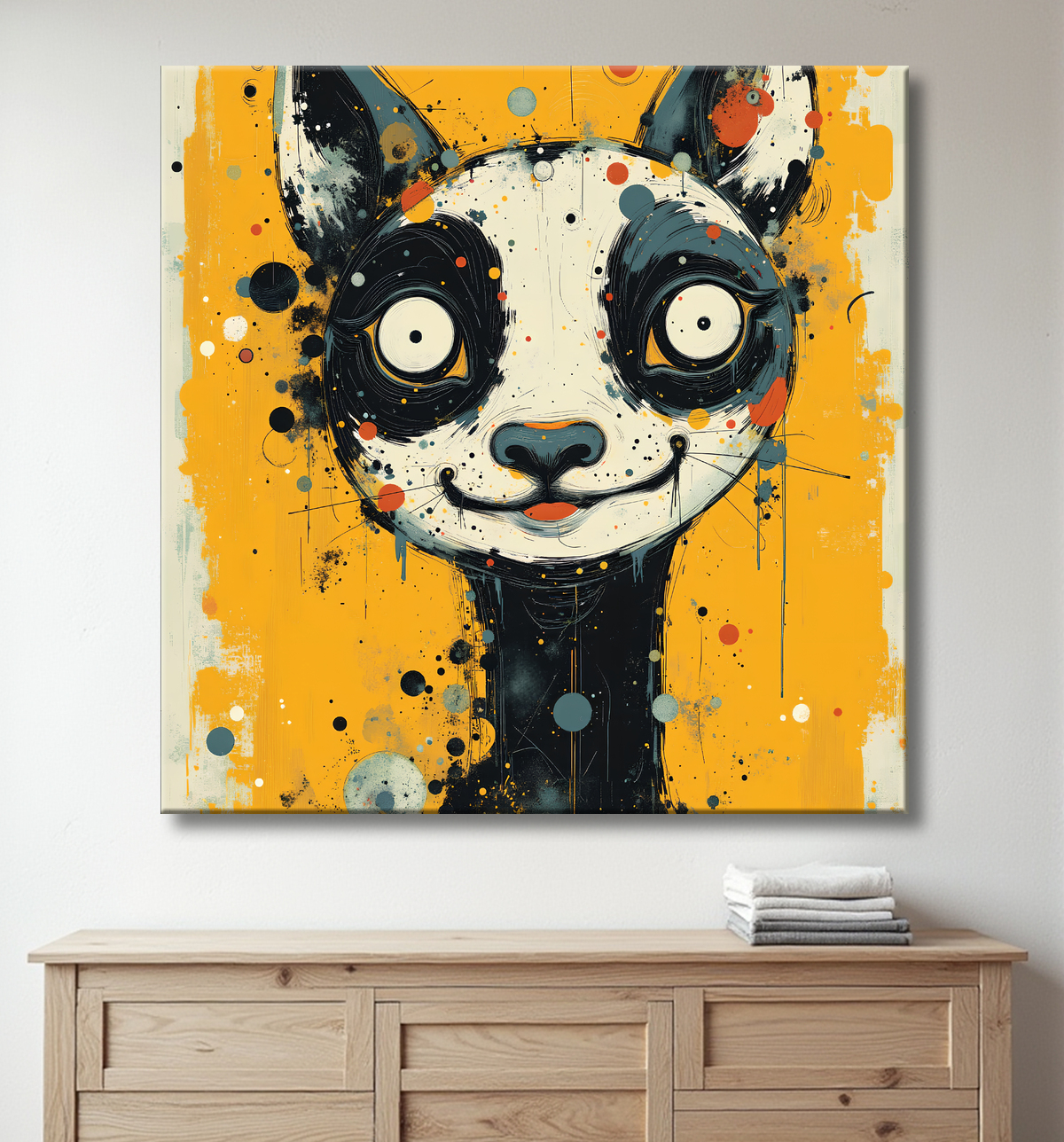 Tableau animalier stylisé et contemporain, inspiration cubiste avec decor