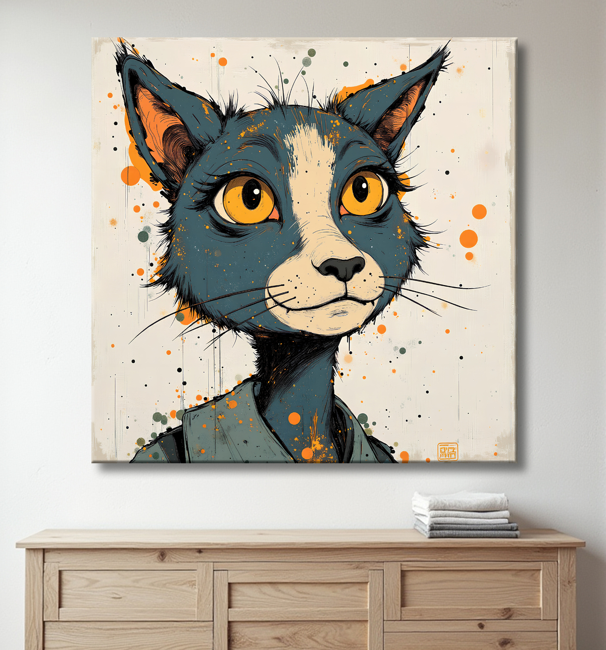 Tableau animalier stylisé et contemporain, inspiration cubiste avec decor