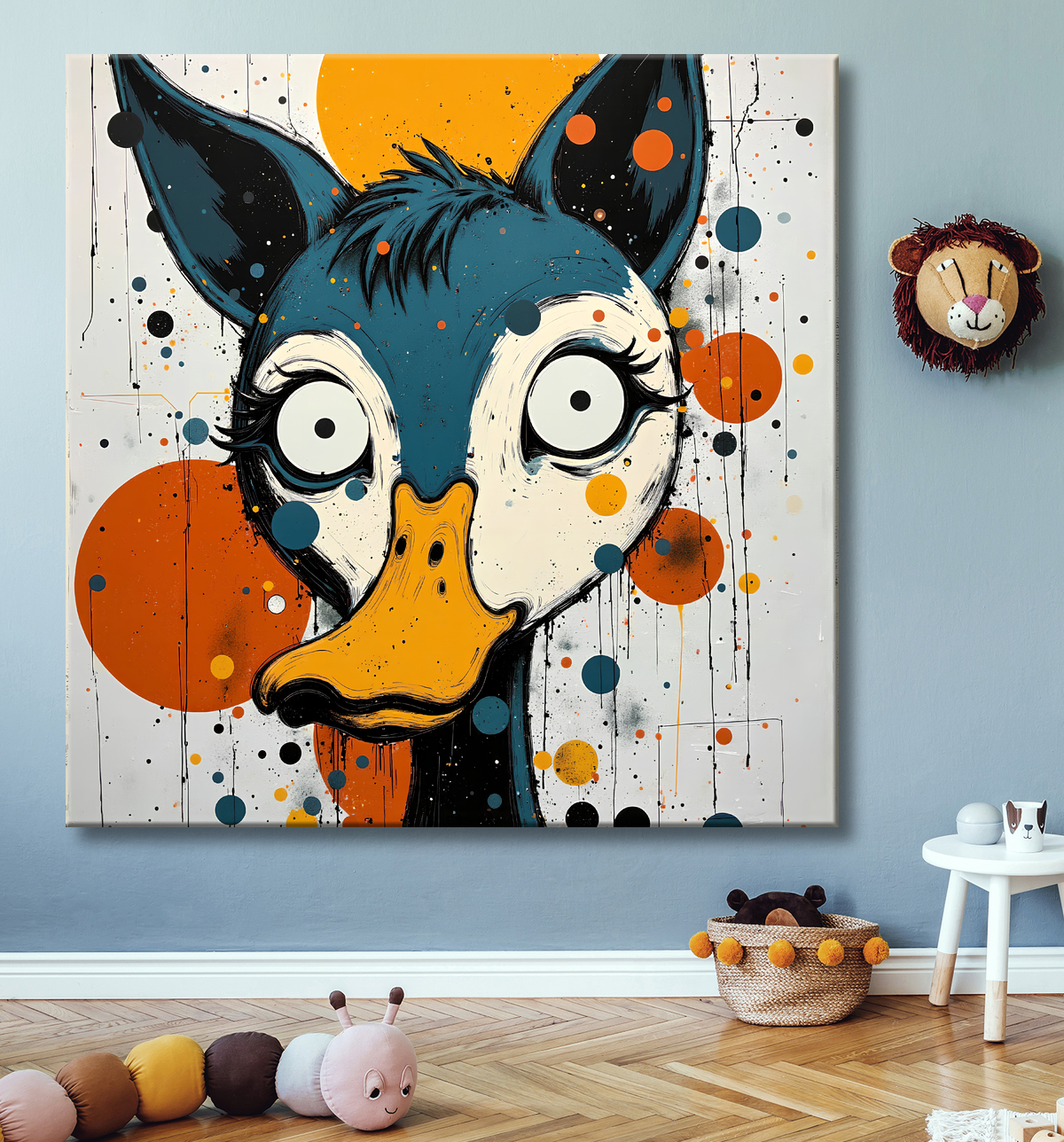 Tableau animalier stylisé et contemporain, inspiration cubiste avec decor