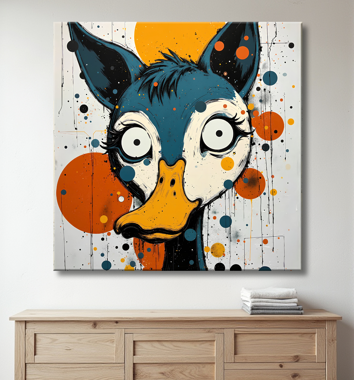 Tableau animalier stylisé et contemporain, inspiration cubiste avec decor