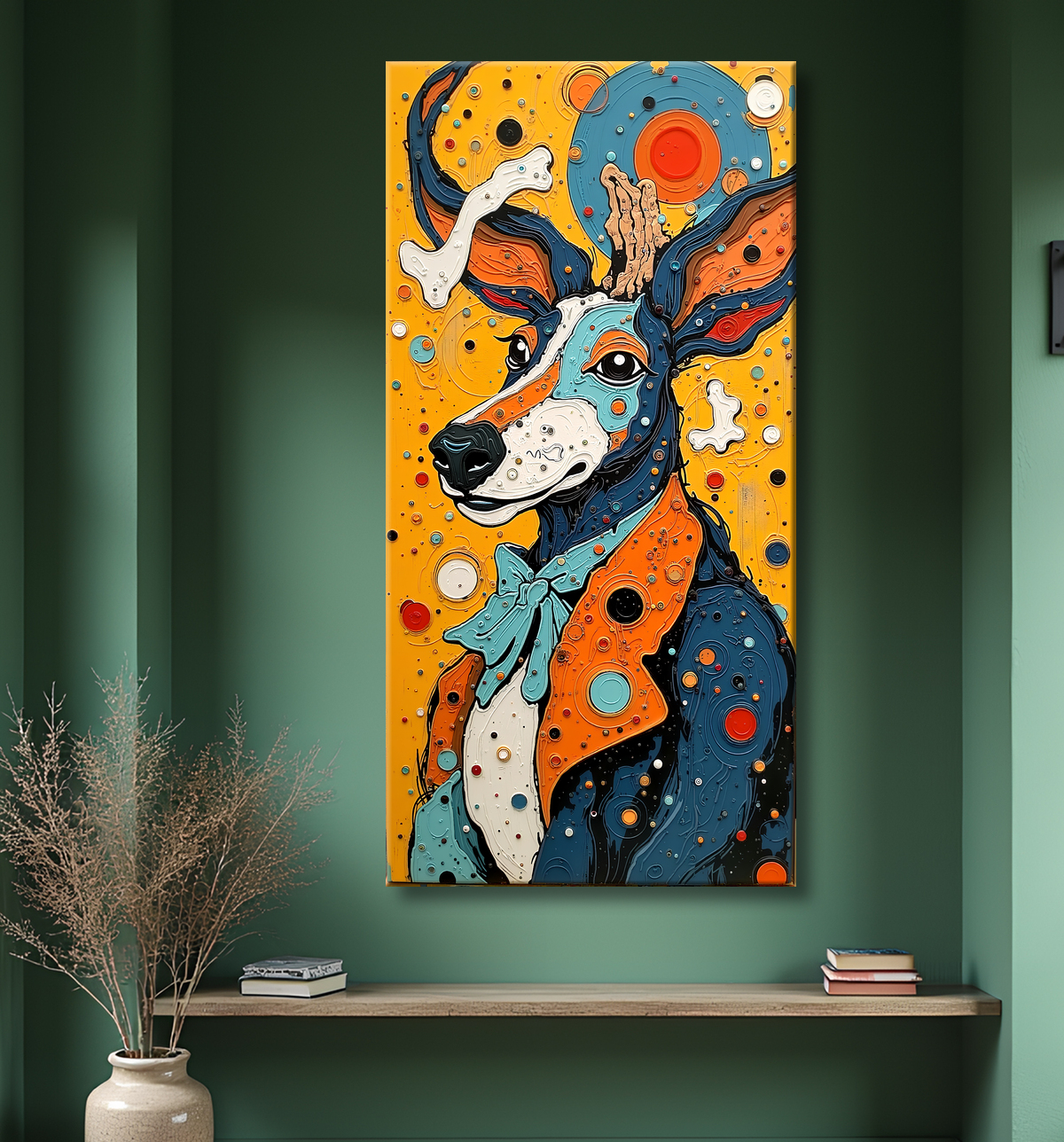 Tableau animalier stylisé et contemporain, inspiration cubiste avec decor
