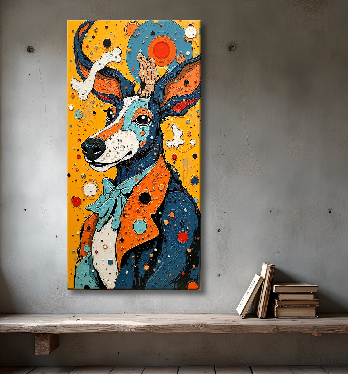 Tableau animalier stylisé et contemporain, inspiration cubiste avec decor
