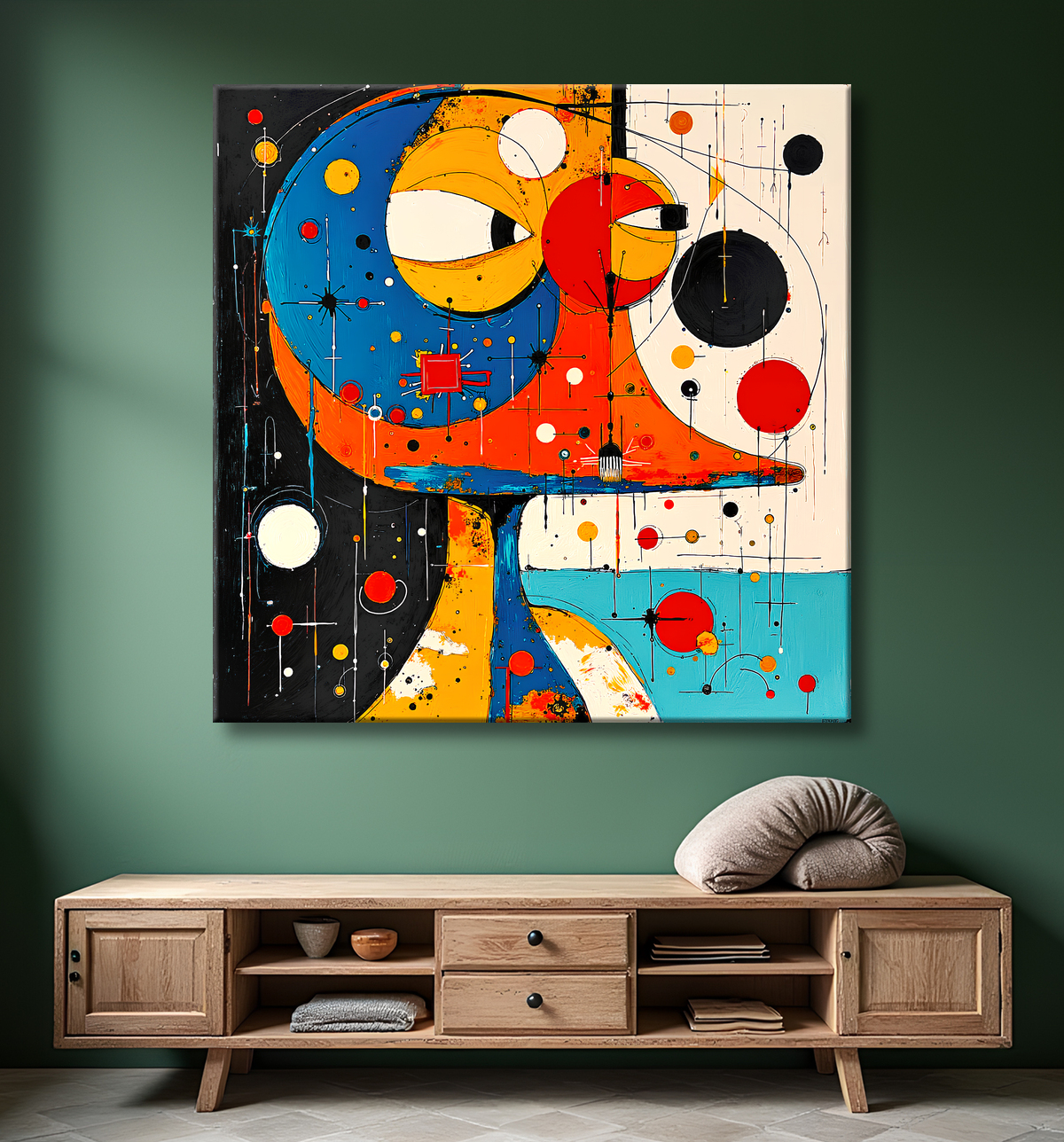 Tableau animalier stylisé et contemporain, inspiration cubiste avec decor