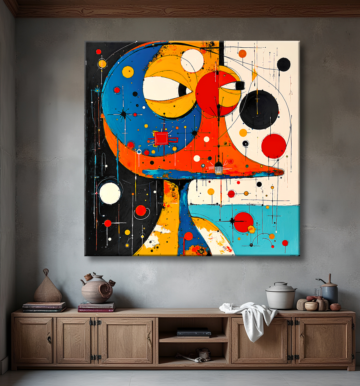 Tableau animalier stylisé et contemporain, inspiration cubiste avec decor