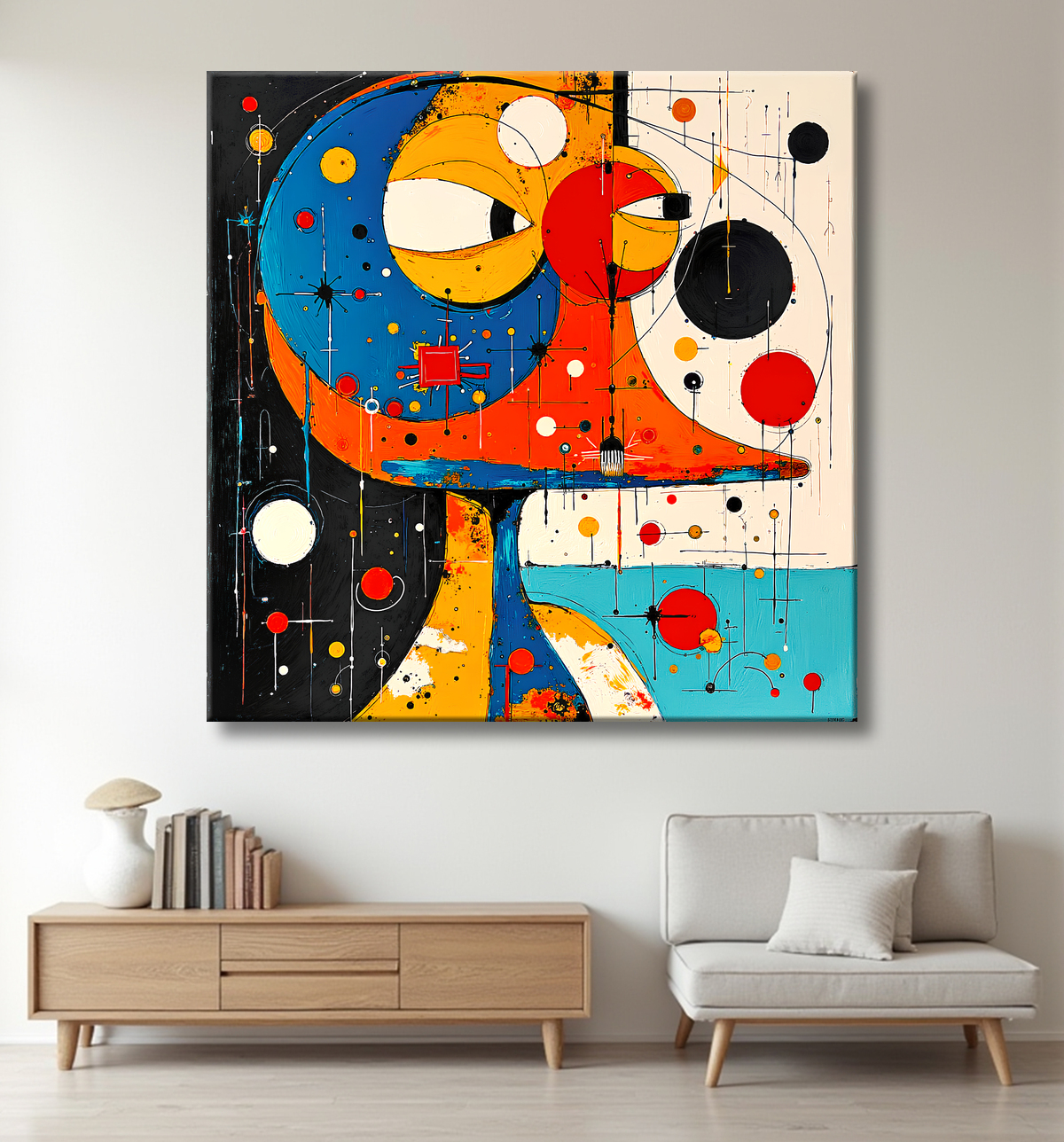 Tableau animalier stylisé et contemporain, inspiration cubiste avec decor