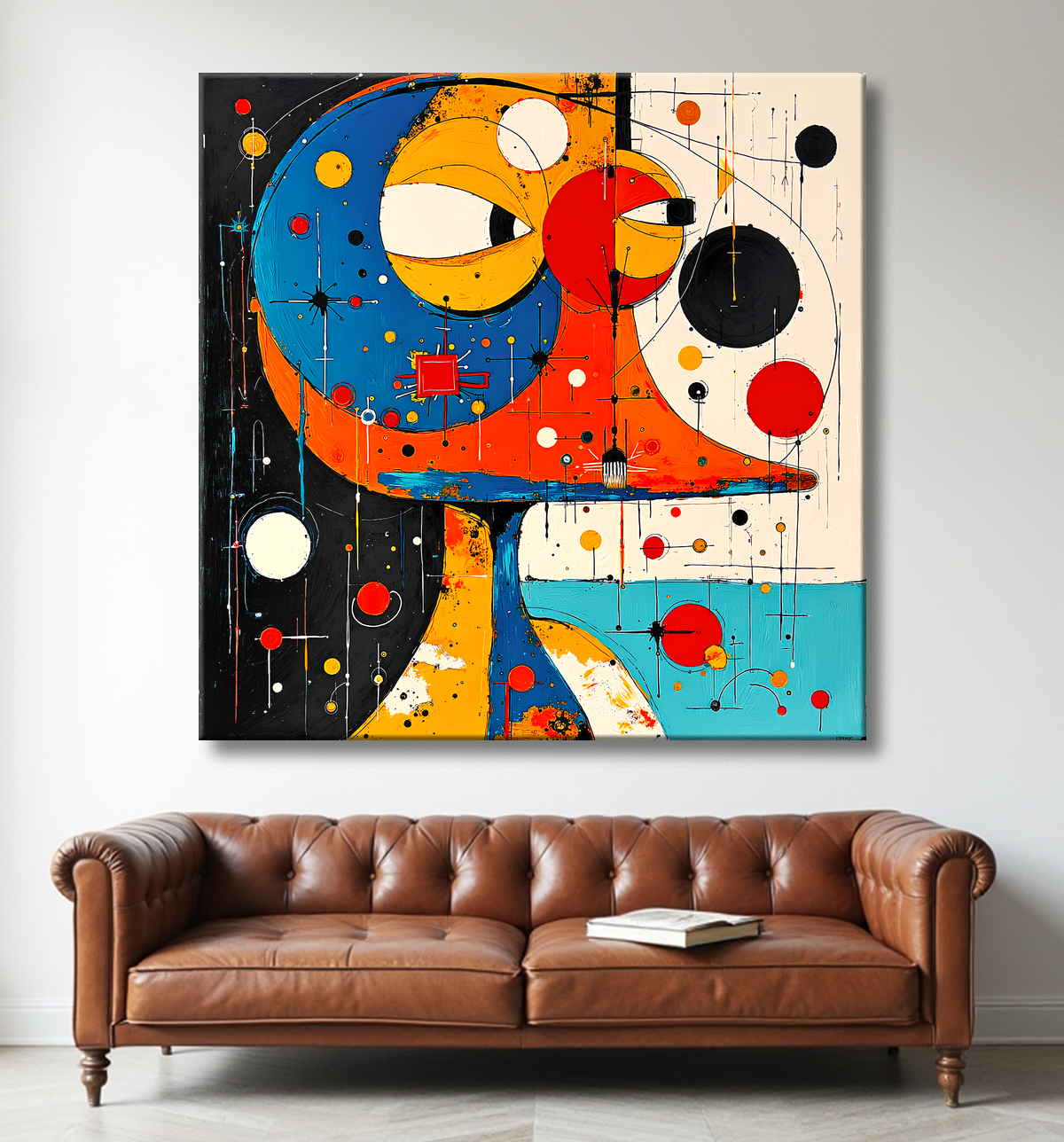 Tableau animalier stylisé et contemporain, inspiration cubiste avec decor
