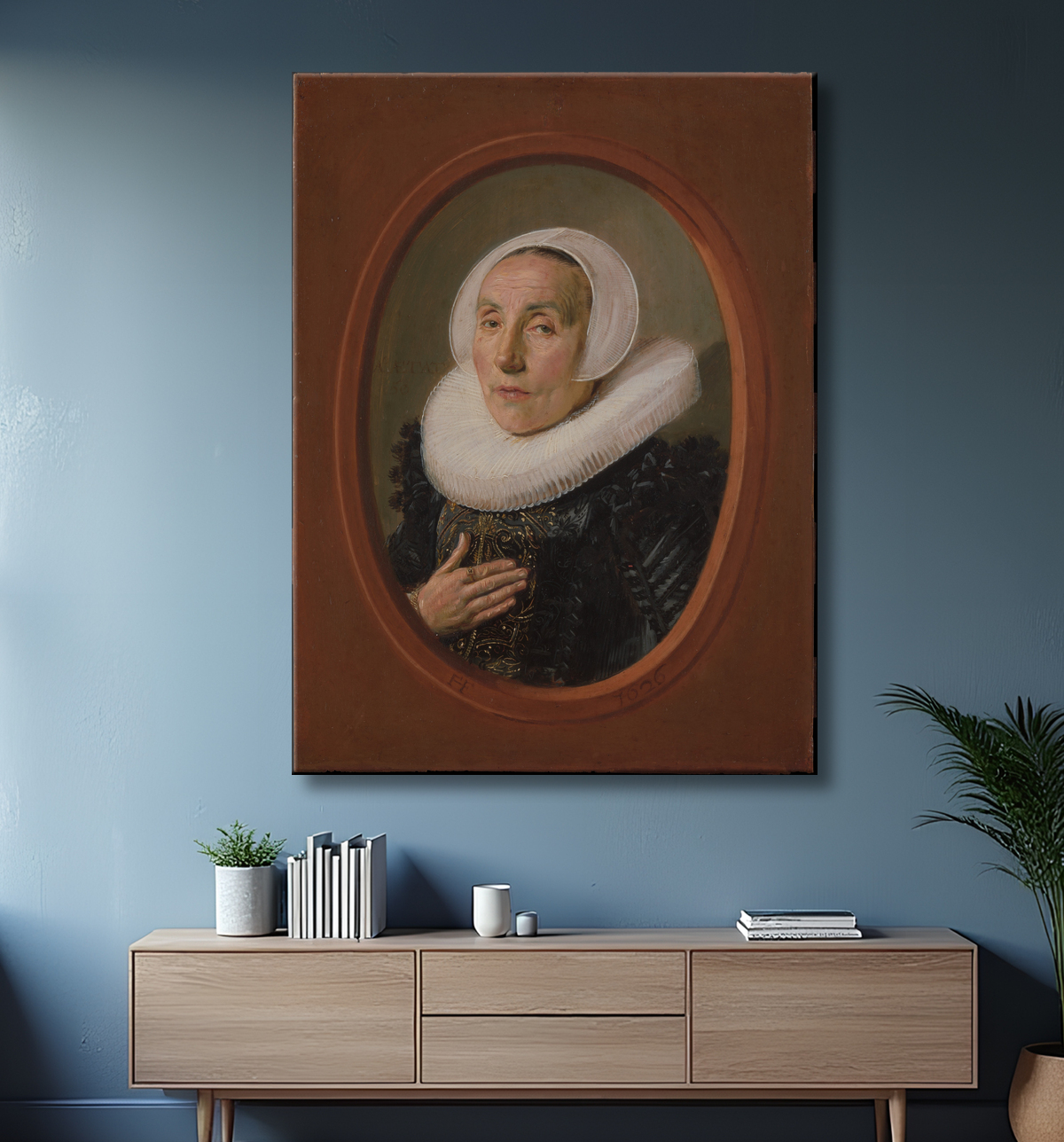Reproduction Anna van der Aar (née en 1576/77, décédée après 1626) de Frans Hals avec decor