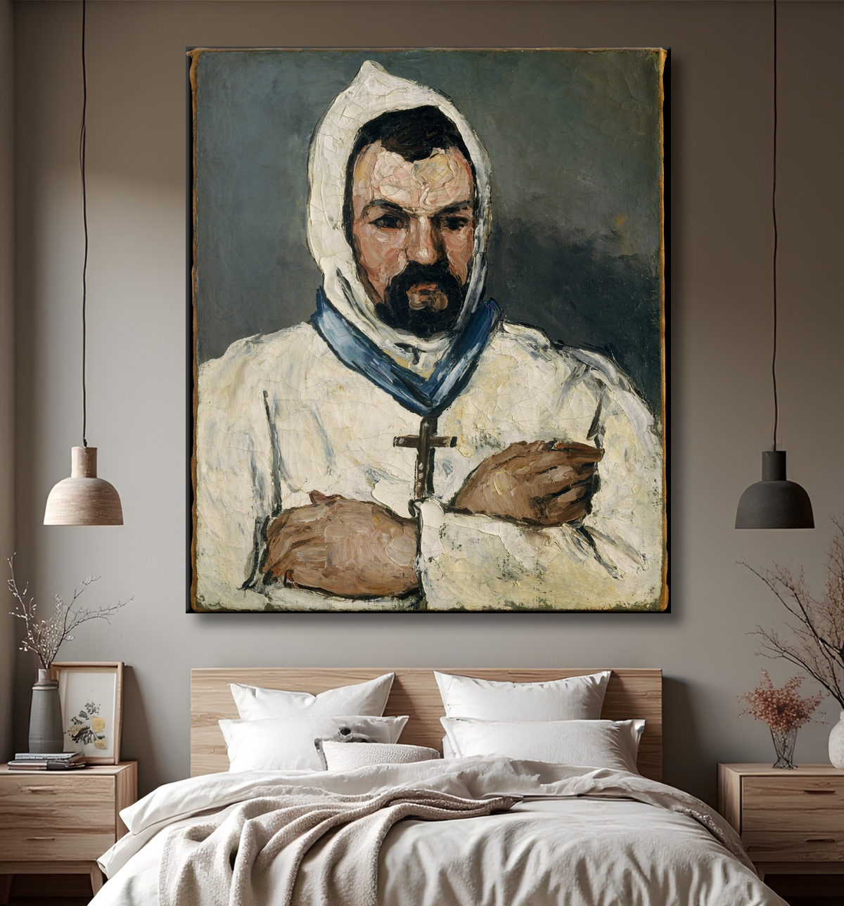 Reproduction Antoine Dominique Sauveur Aubert (né en 1817), l'oncle de l'artiste, en moine de Paul Cézanne avec decor