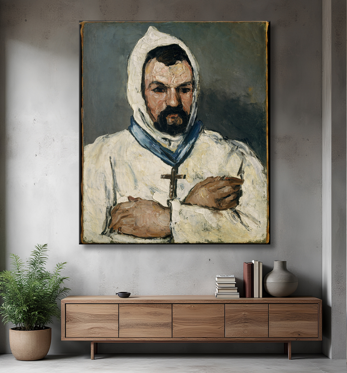Reproduction Antoine Dominique Sauveur Aubert (né en 1817), l'oncle de l'artiste, en moine de Paul Cézanne avec decor