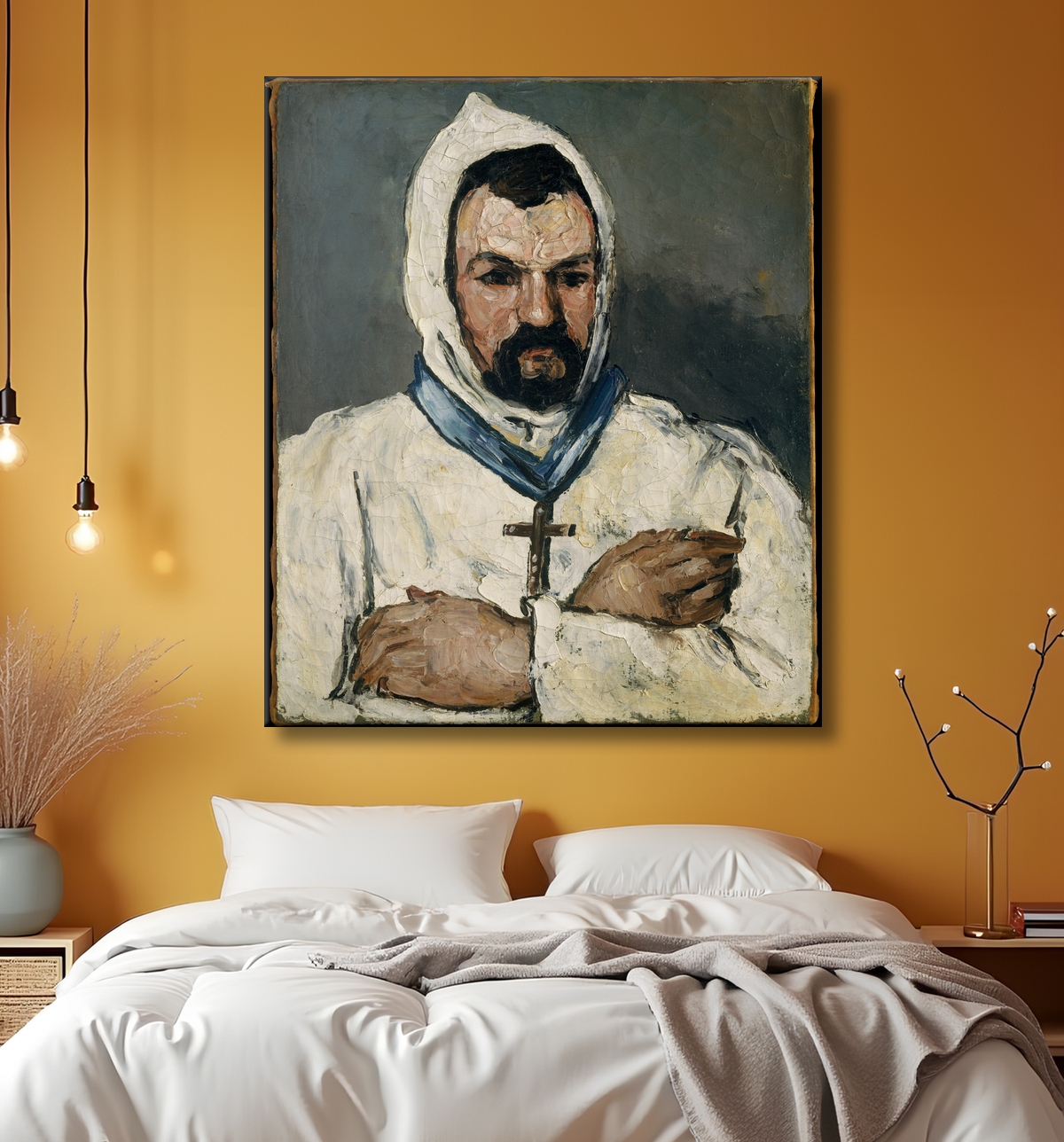 Reproduction Antoine Dominique Sauveur Aubert (né en 1817), l'oncle de l'artiste, en moine de Paul Cézanne avec decor