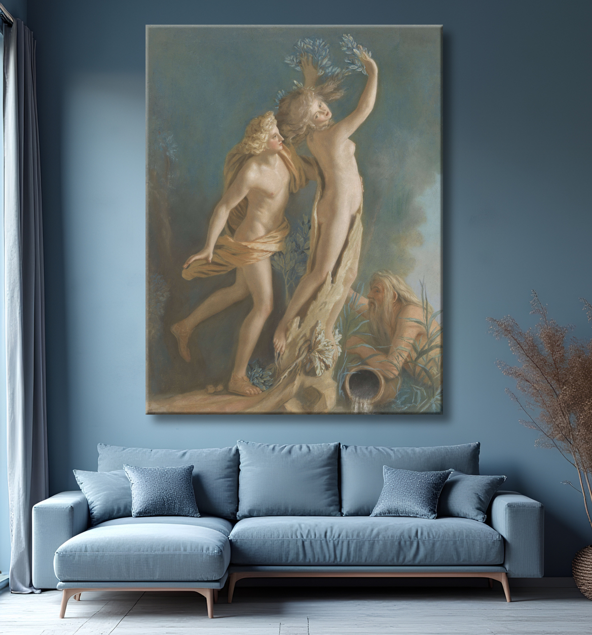 Reproduction Apollon et Daphné, d'après le groupe de marbre de Lorenzo Bernini dans la Galleria Borghese, Rome de Jean-Etienne Liotard avec decor