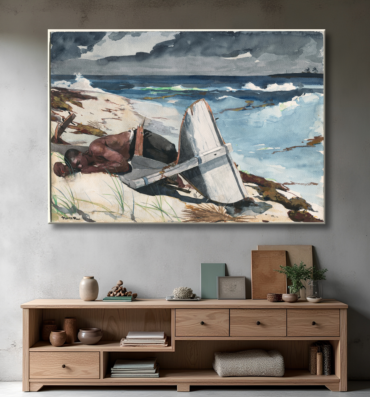 Reproduction Après l'ouragan, les Bahamas de Winslow Homer avec decor