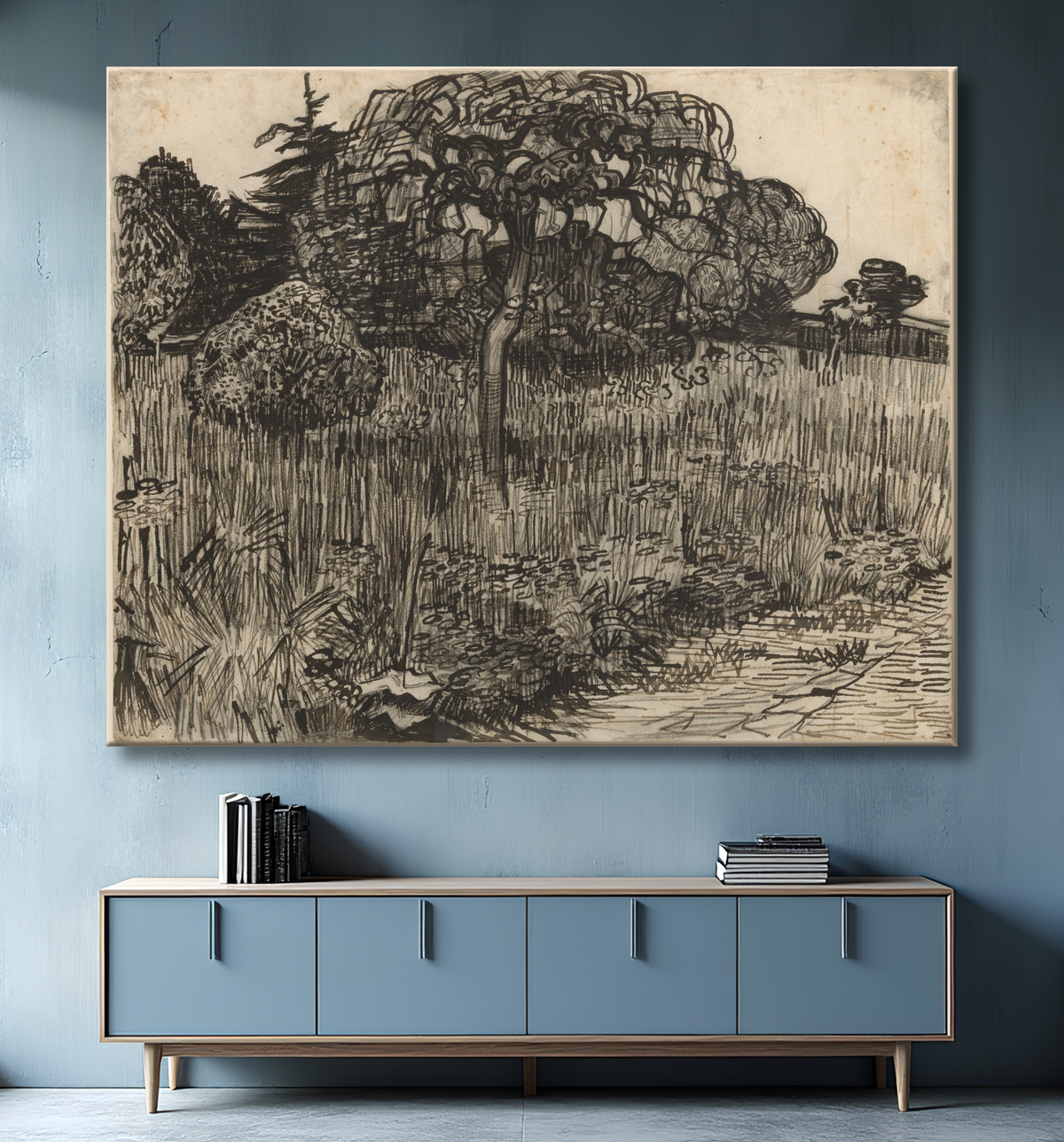 Reproduction Arbre pleureur de Vincent van Gogh avec decor