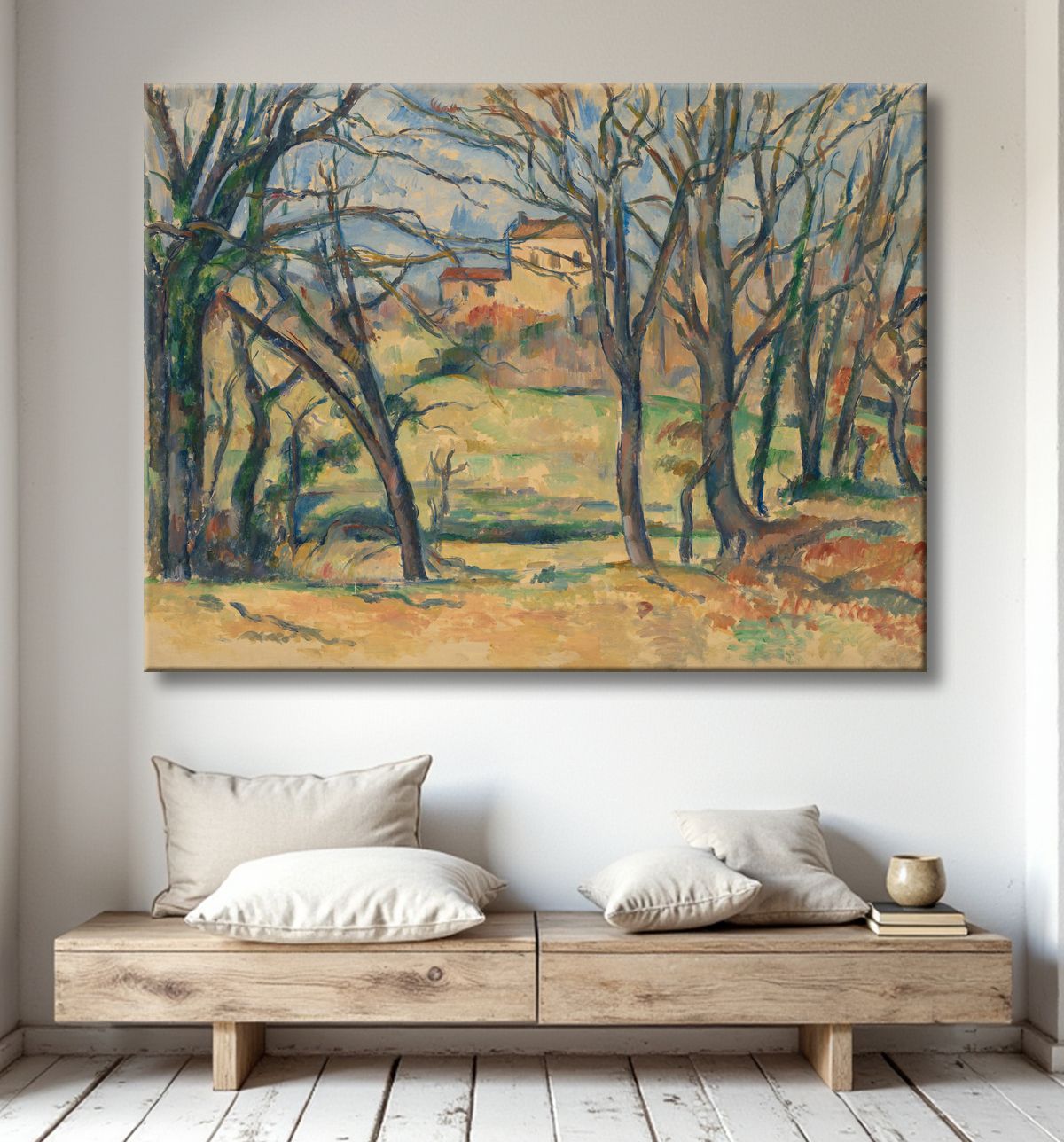 Toile d’art premium imprimée made in France ou affiche encadrée. Arbres et maisons près du Jas de Bouffan...