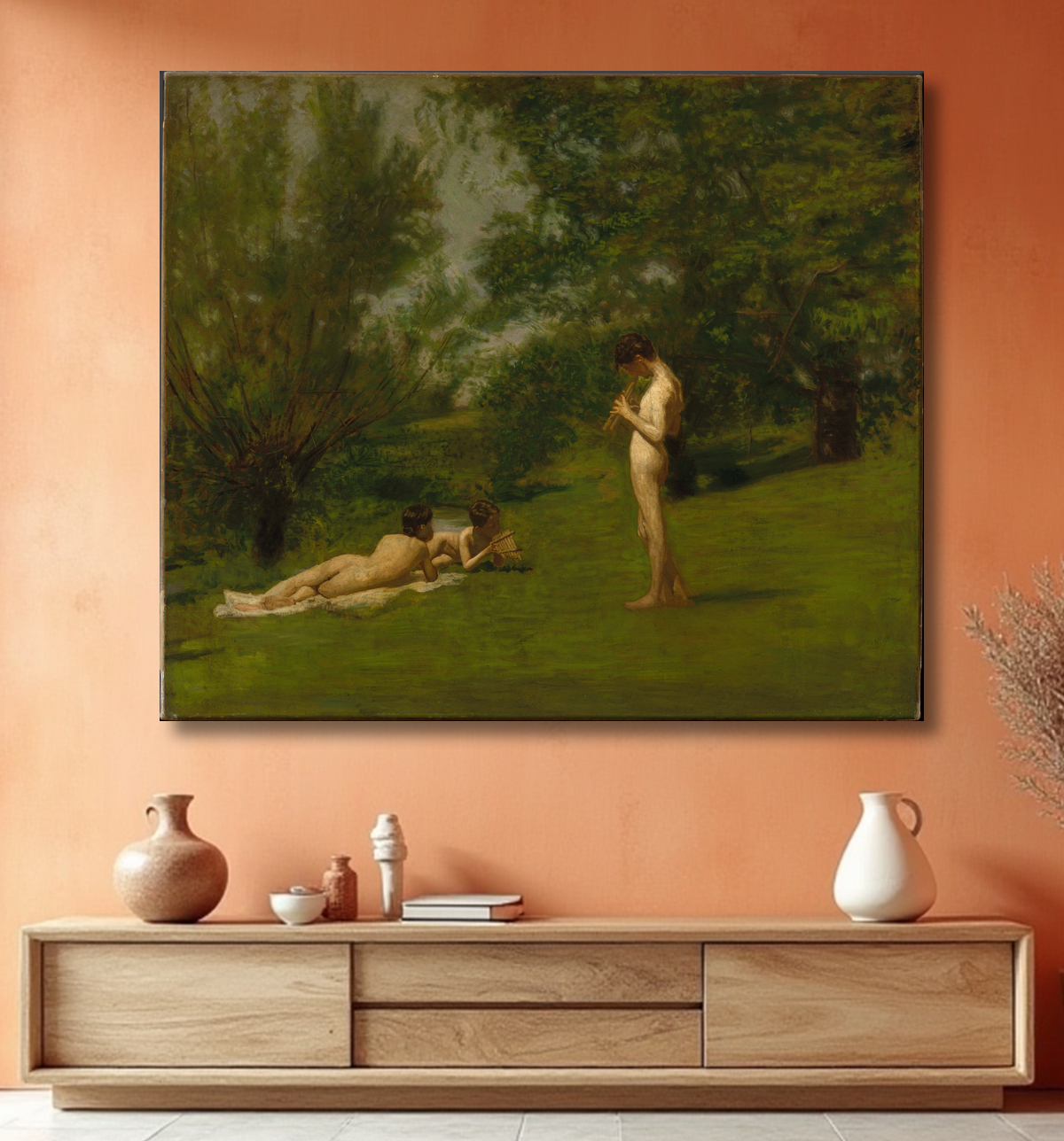 Reproduction Arcadie de Thomas Eakins avec decor