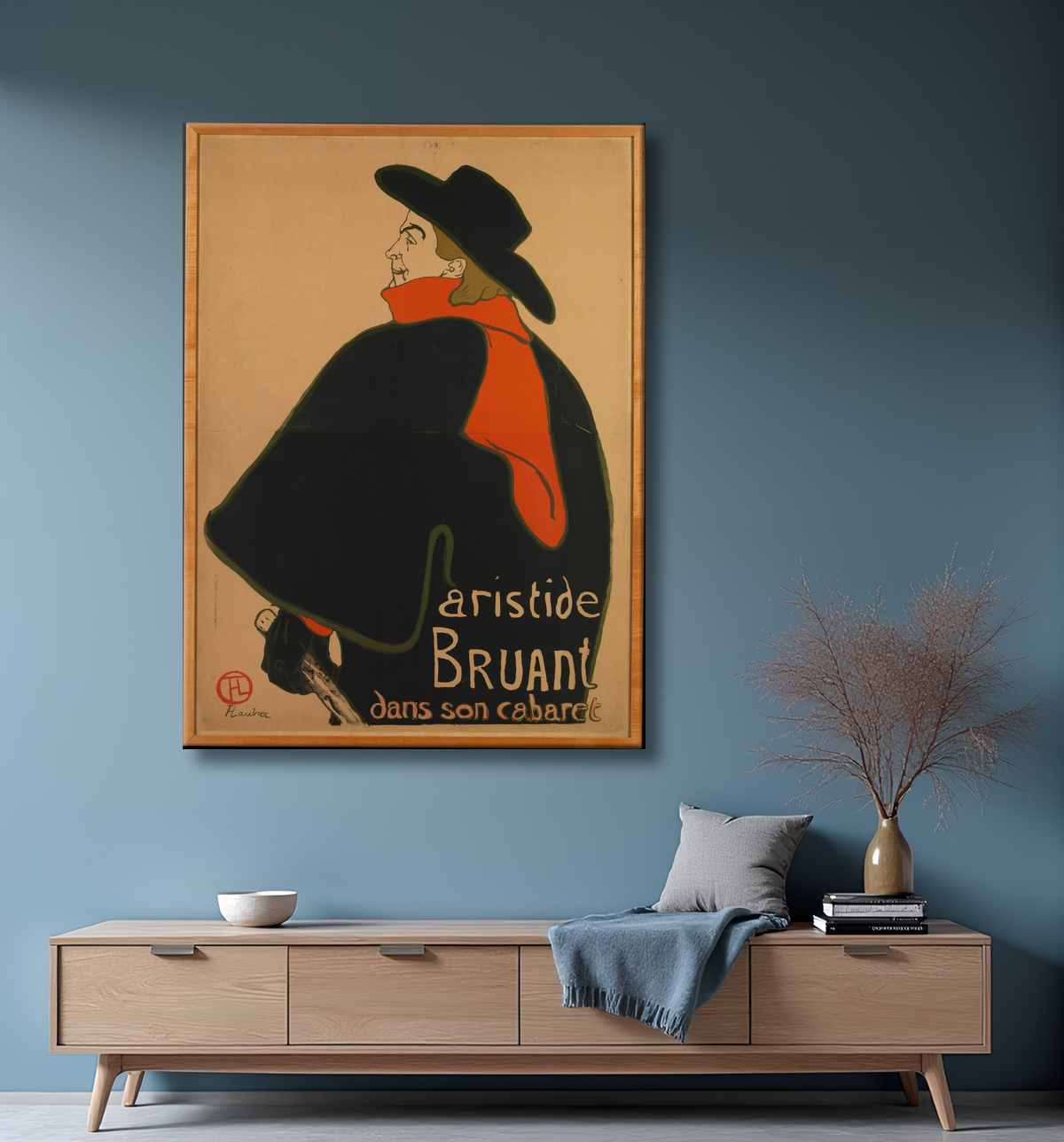 Reproduction Aristide Bruant, à son cabaret de Henri de Toulouse-Lautrec avec decor