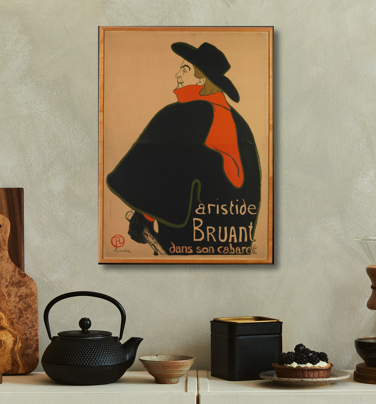 Reproduction Aristide Bruant, à son cabaret de Henri de Toulouse-Lautrec avec decor