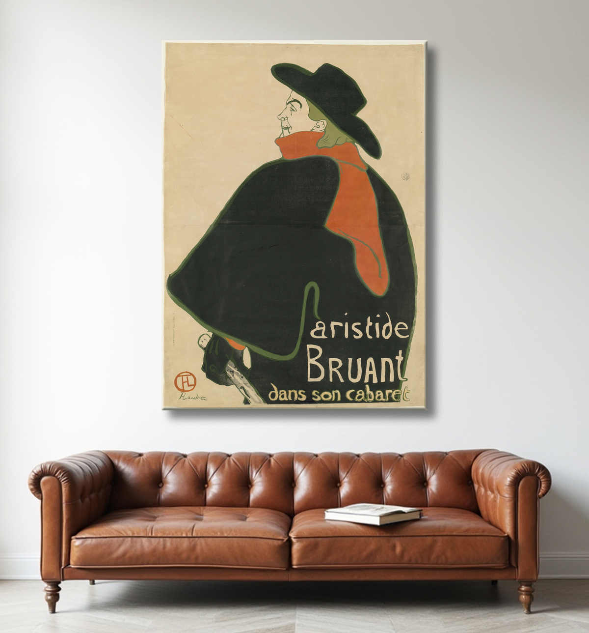 Reproduction Aristide Bruant, dans son cabaret de Henri de Toulouse-Lautrec avec decor