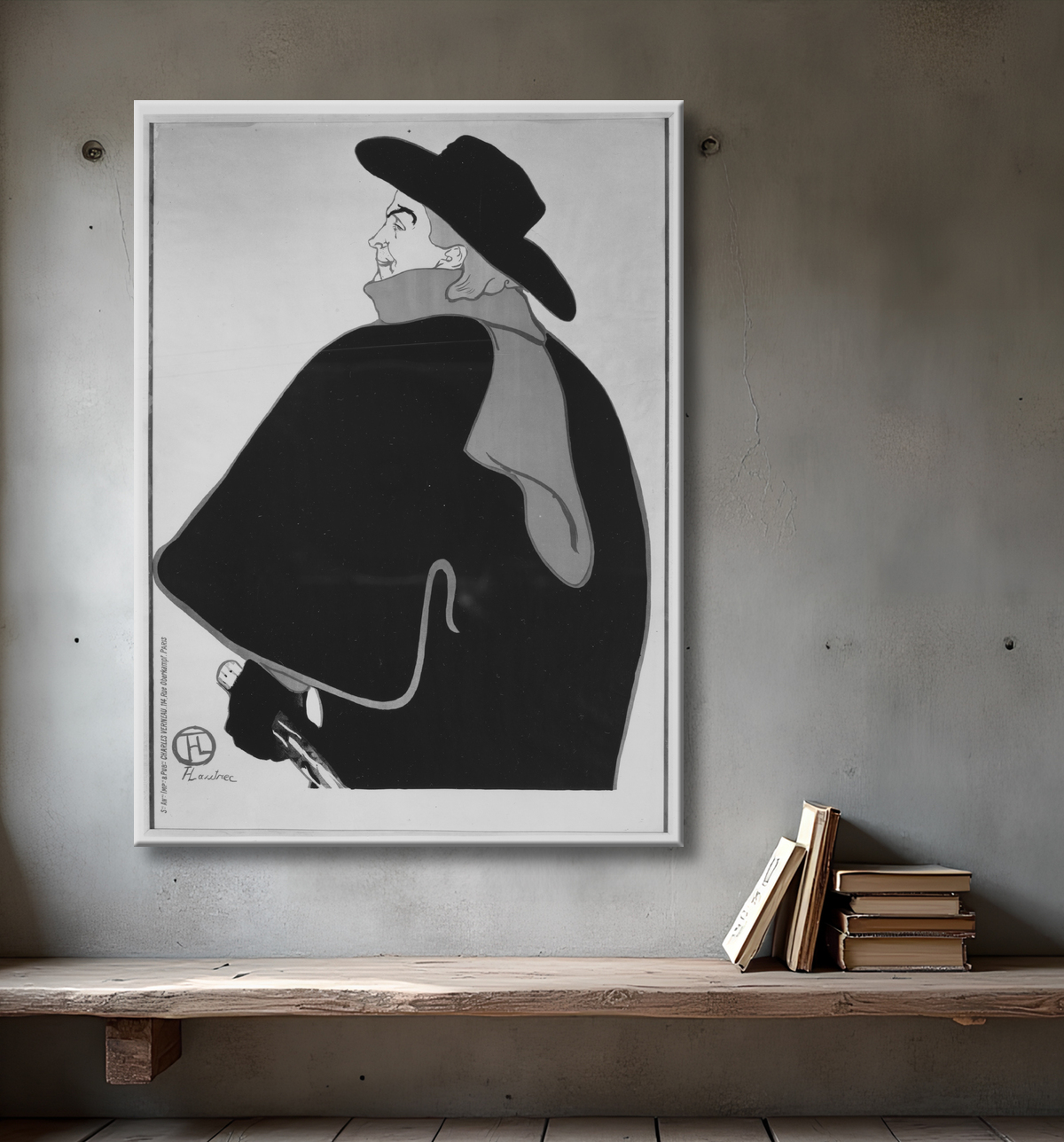 Reproduction Aristide Bruant, dans son cabaret de Henri de Toulouse-Lautrec avec decor
