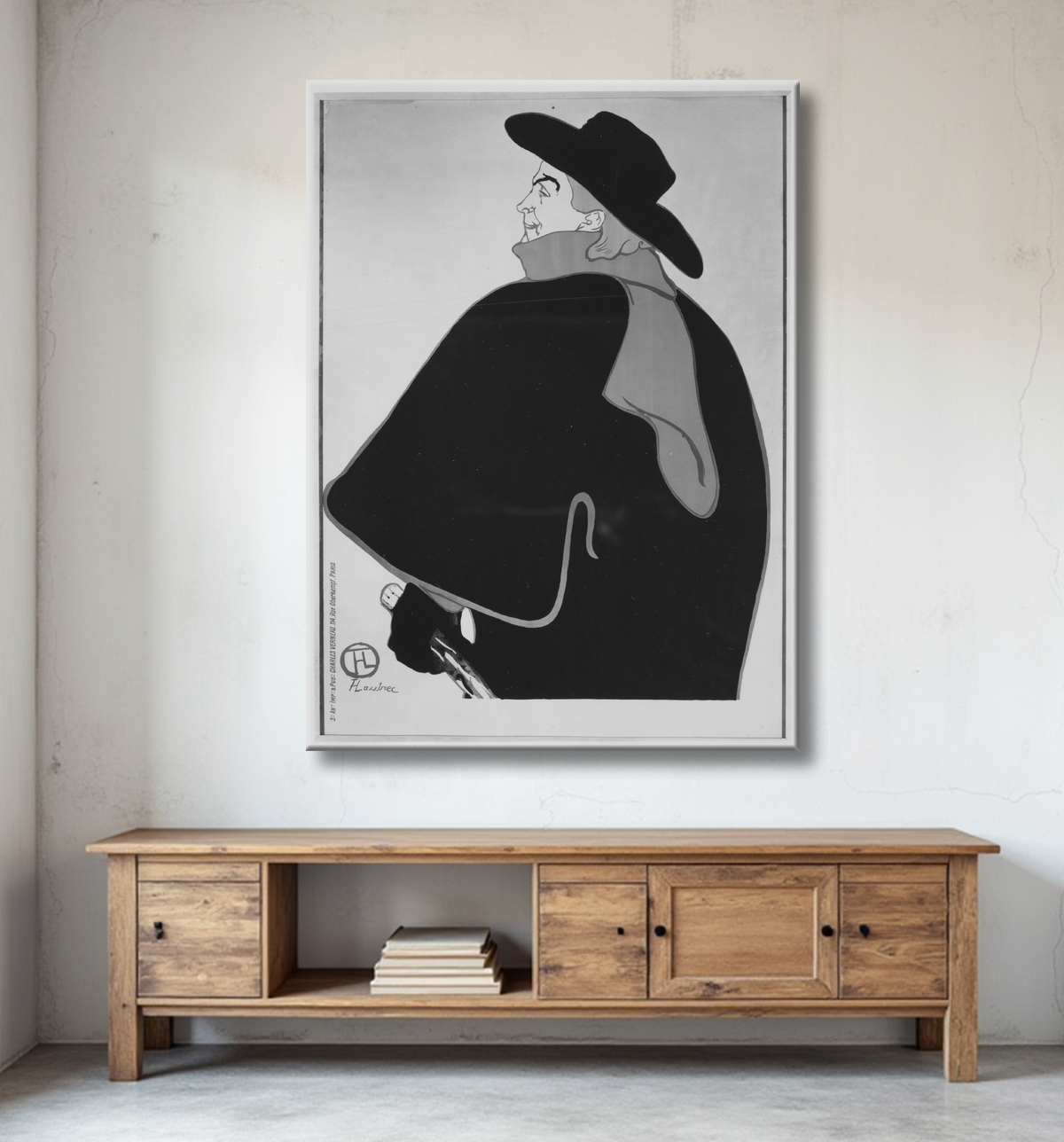 Reproduction Aristide Bruant, dans son cabaret de Henri de Toulouse-Lautrec avec decor