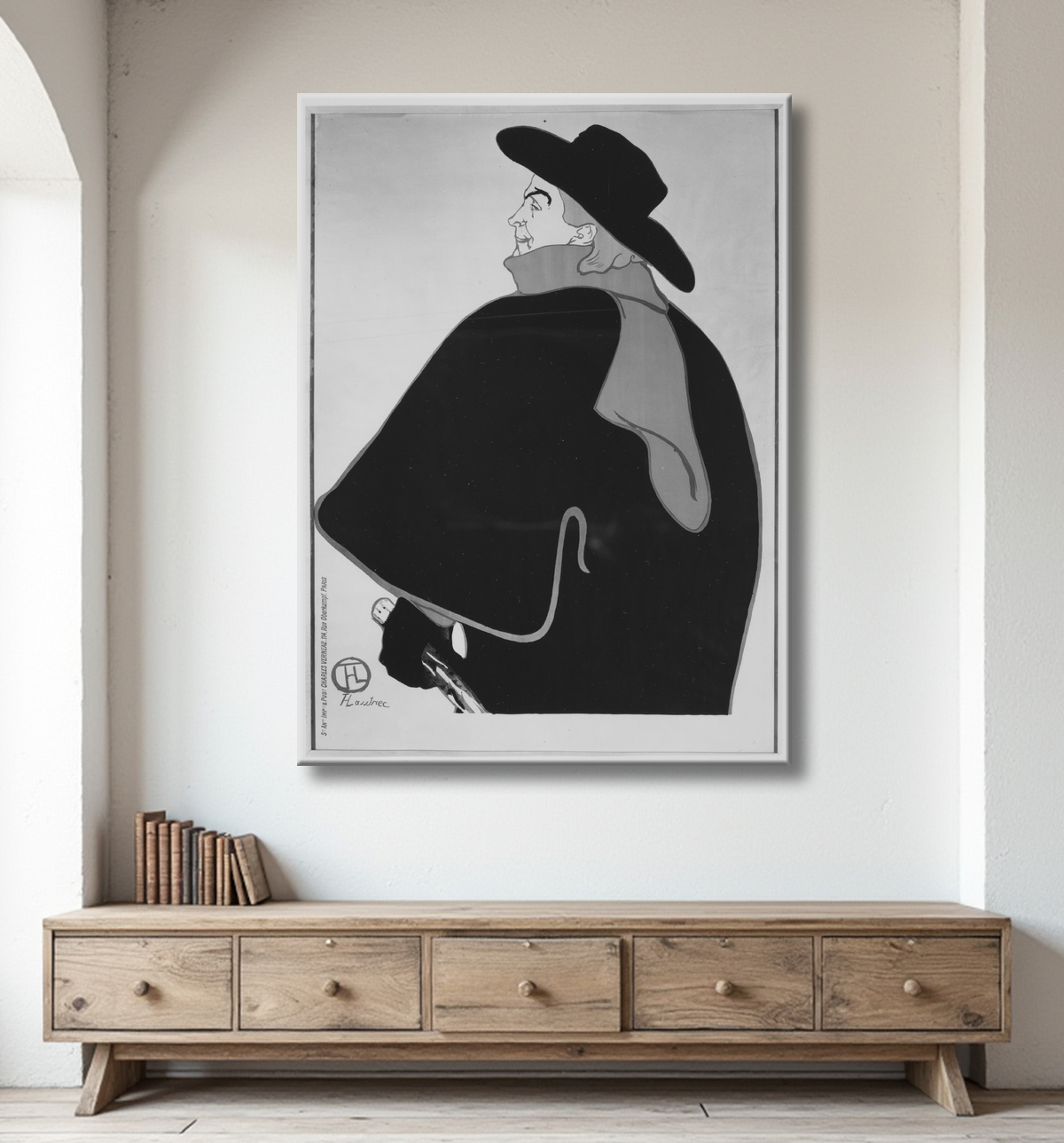Reproduction Aristide Bruant, dans son cabaret de Henri de Toulouse-Lautrec avec decor