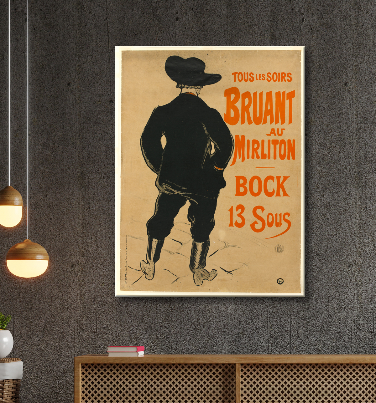 Reproduction Aristide Bruant de Henri de Toulouse-Lautrec avec decor