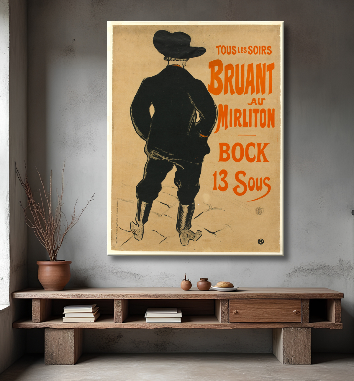Reproduction Aristide Bruant de Henri de Toulouse-Lautrec avec decor