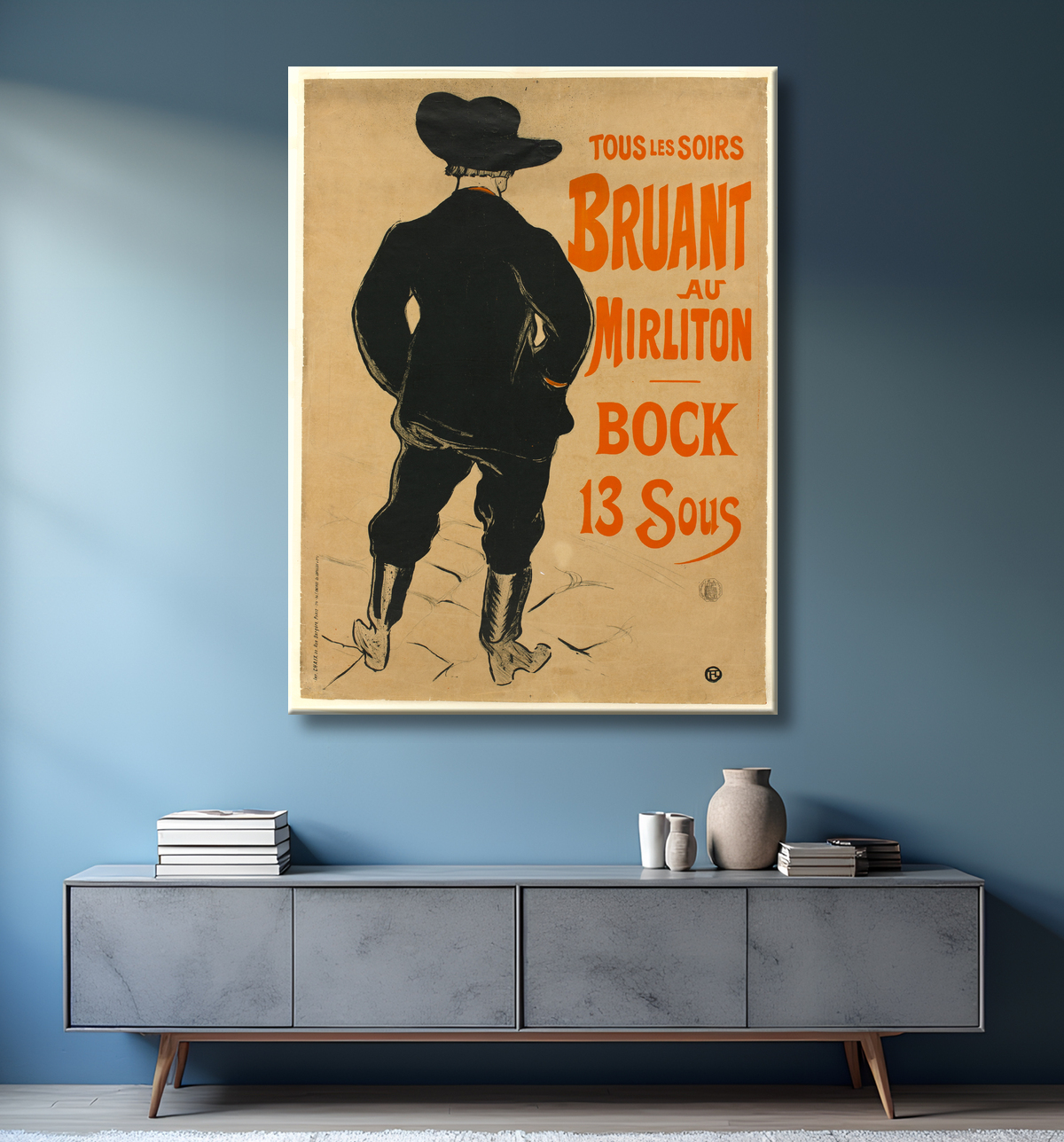 Reproduction Aristide Bruant de Henri de Toulouse-Lautrec avec decor