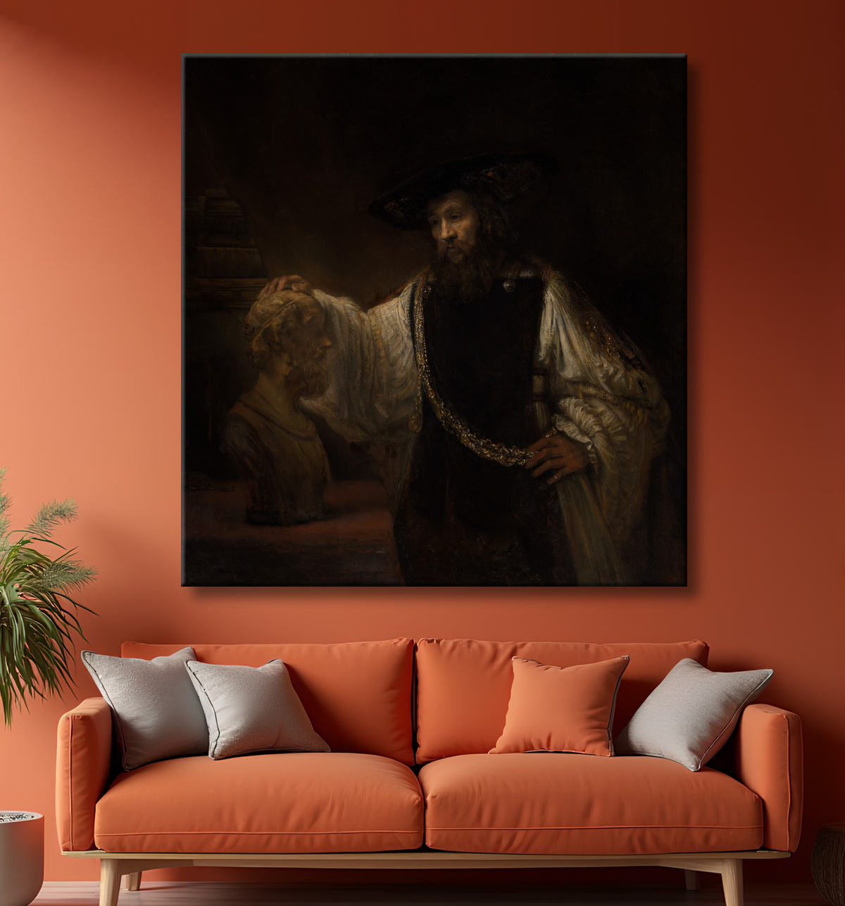 Reproduction Aristote au buste d'Homère de Rembrandt (Rembrandt van Rijn) avec decor
