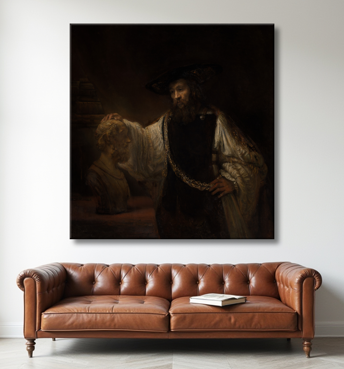 Reproduction Aristote au buste d'Homère de Rembrandt (Rembrandt van Rijn) avec decor